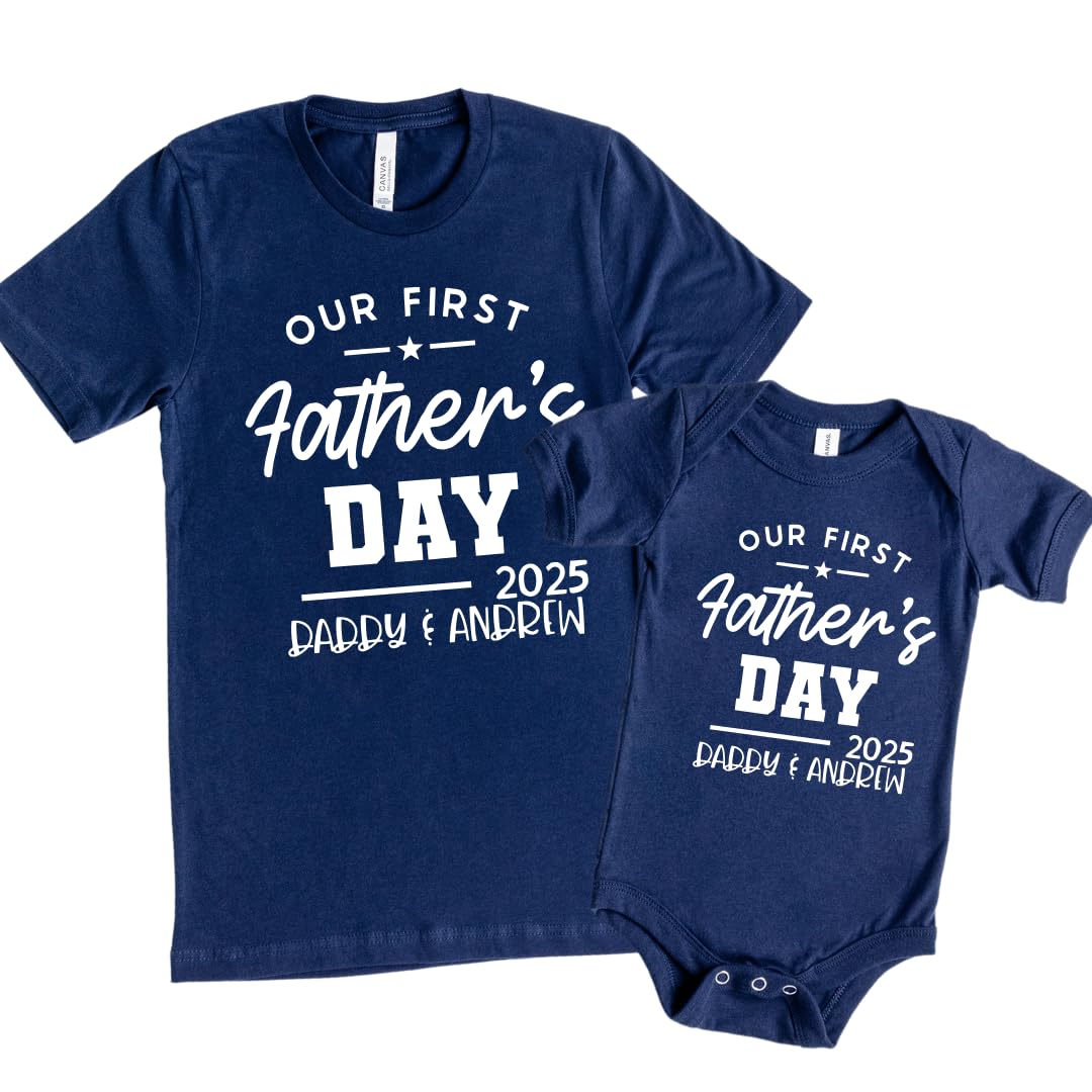 Personalized First Fathers Day Shirts for Dad Baby