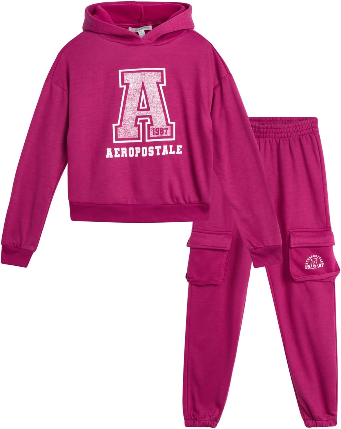AEROPOSTALE Girls Active Tracksuit Set - Cozy Fleece Pullover Hoodie Jogger Pants