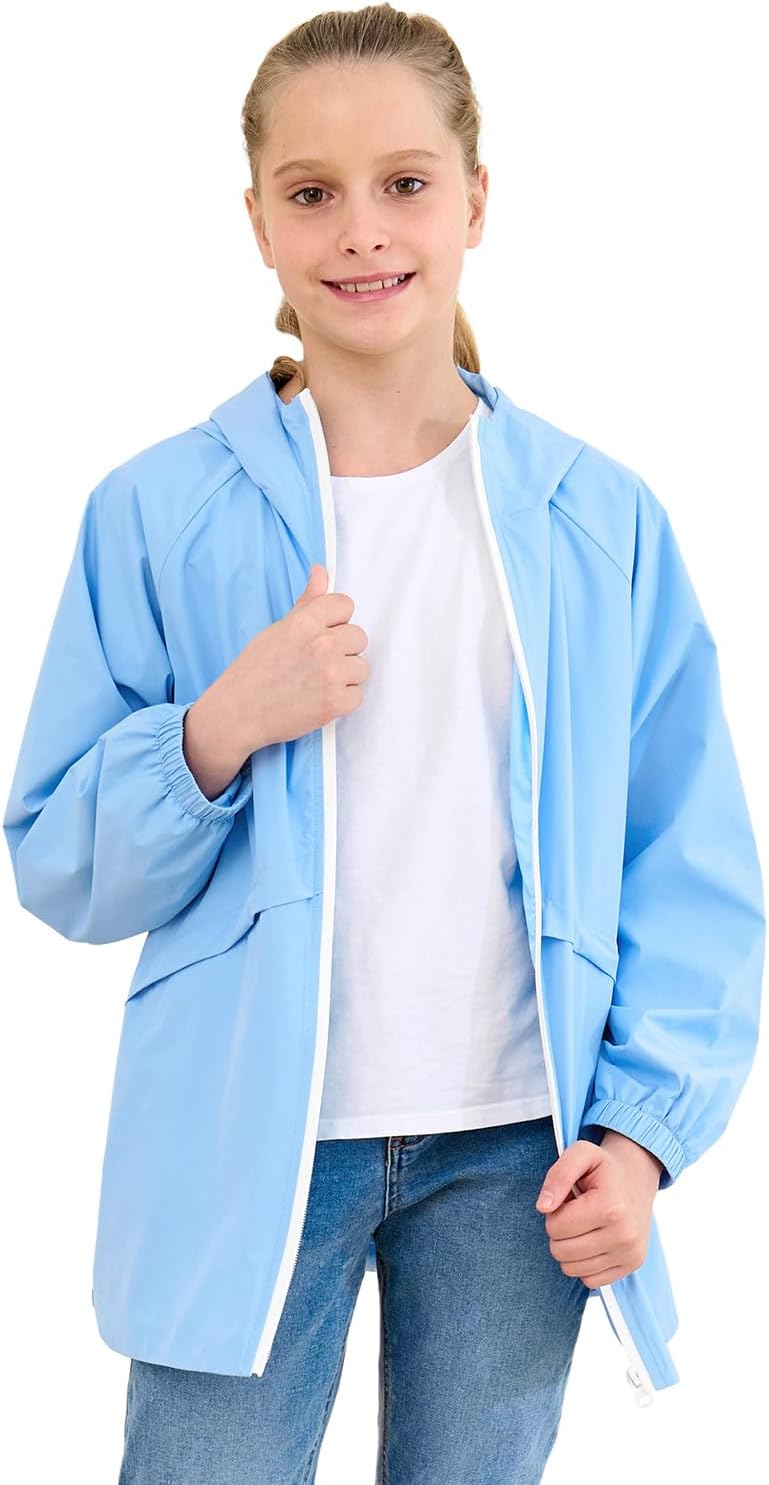 MODAFANS Boys Girls Waterproof Hooded Rain Jacket