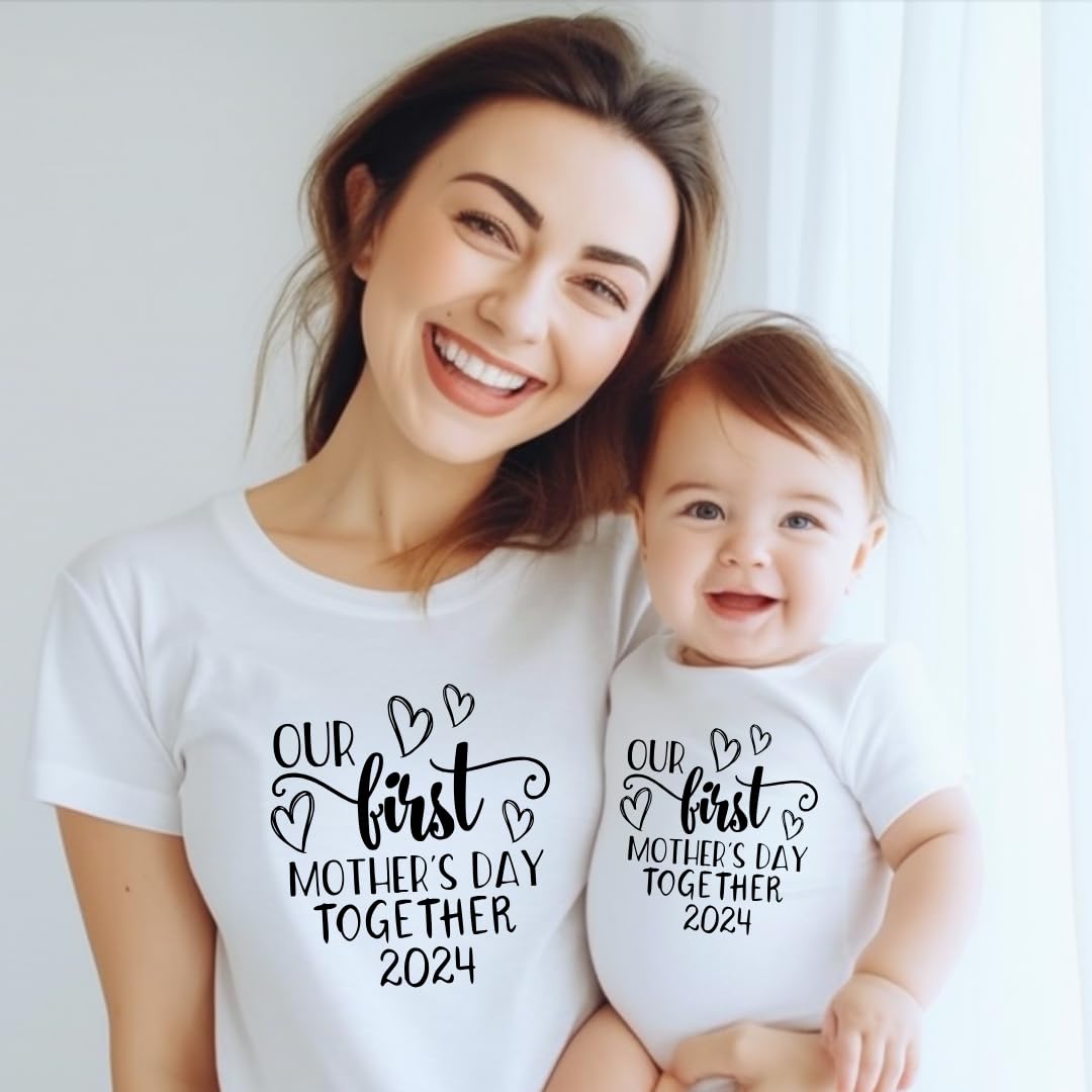Celebrate Mothers Day Matching Bodysuits for Mom Baby