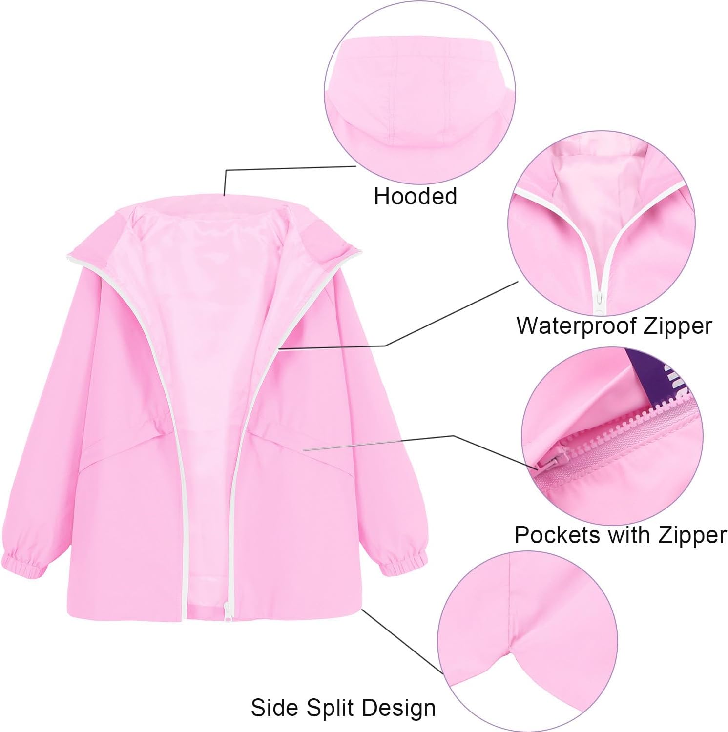 MODAFANS Waterproof Lined Hooded Rain Jacket