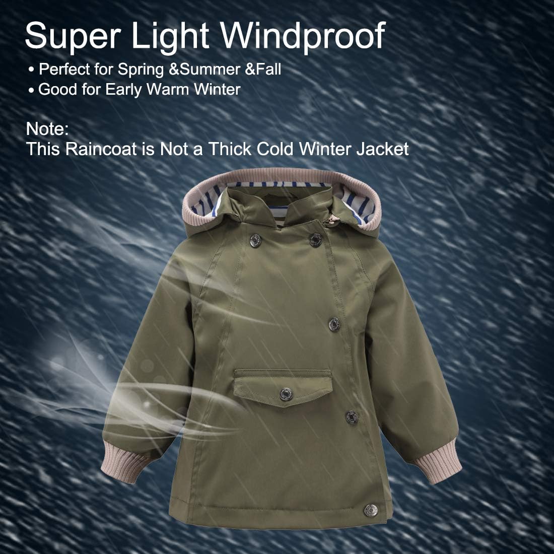 ACESTAR waterproof rain jacket for kids