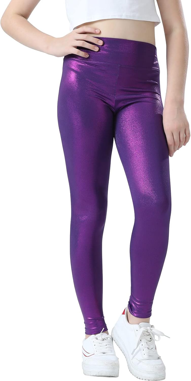 Stylish Girls Metallic Active Leggings
