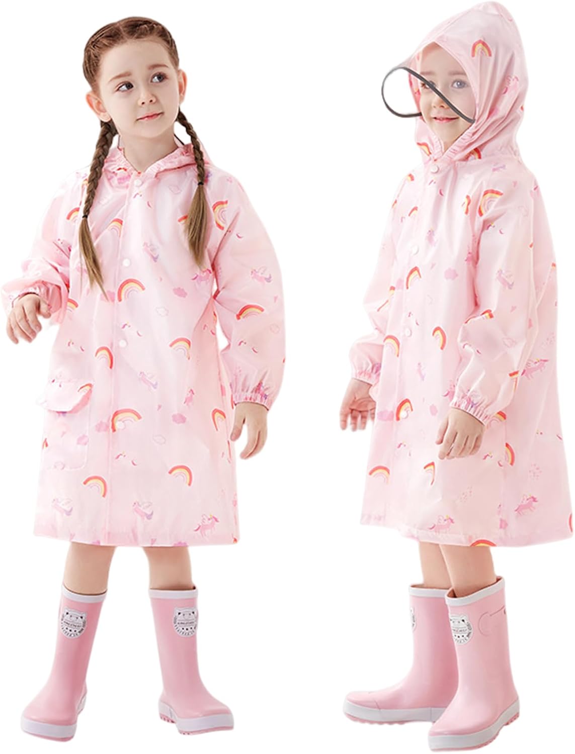 Fouyada Girls Lightweight Rain Coats Waterproof Warm