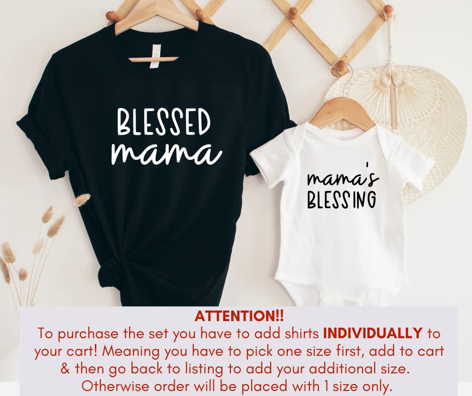 Handmade Blessed Mama Baby Matching Outfits for Mom and Child