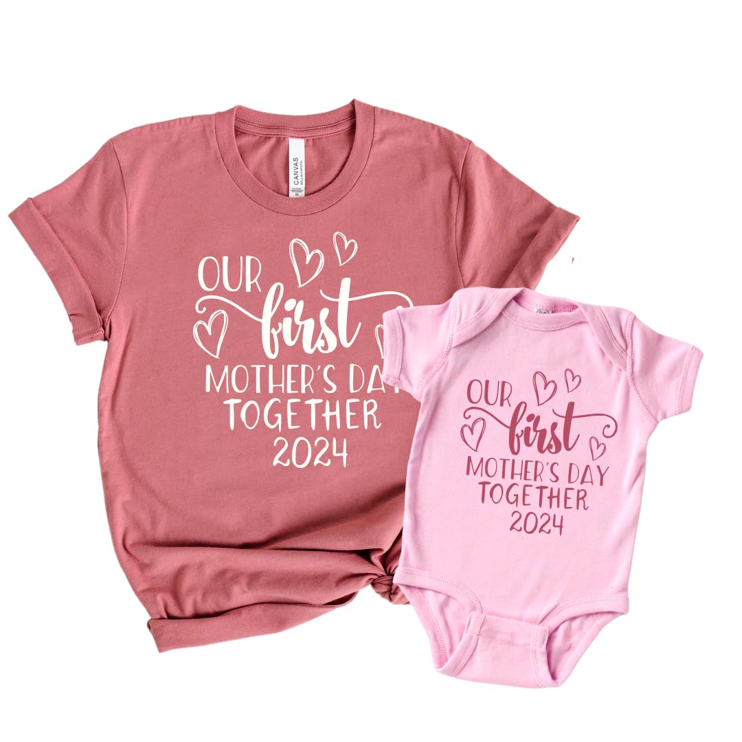 Celebrate Mothers Day Matching Bodysuits for Mom Baby