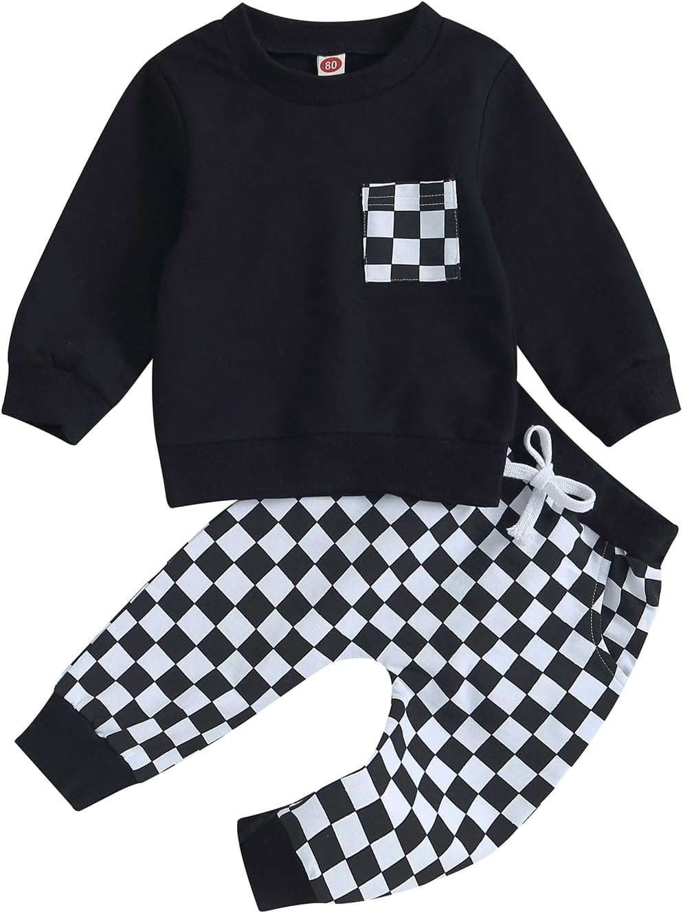 Block Check Plaid Baby Fall Winter Outfit Set
