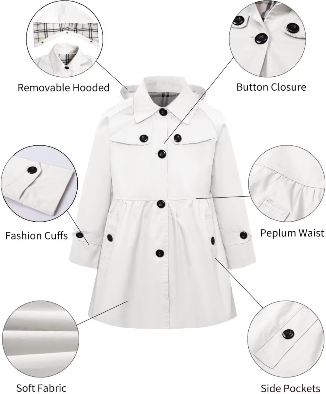Betusline Girls Lightweight Trench Coats