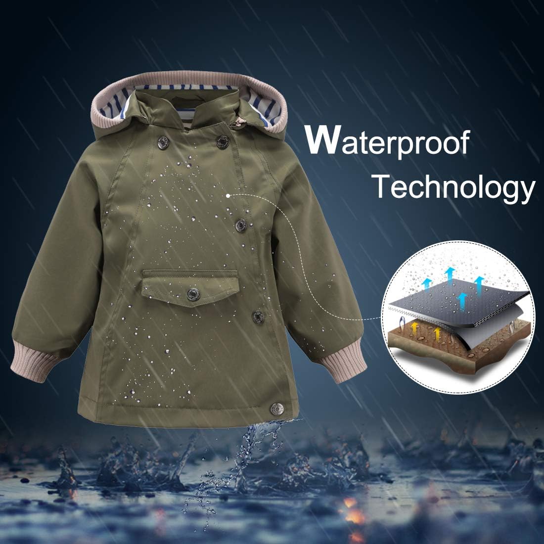 ACESTAR waterproof rain jacket for kids