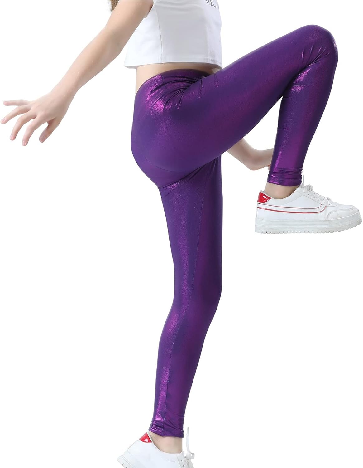 Stylish Girls Metallic Active Leggings
