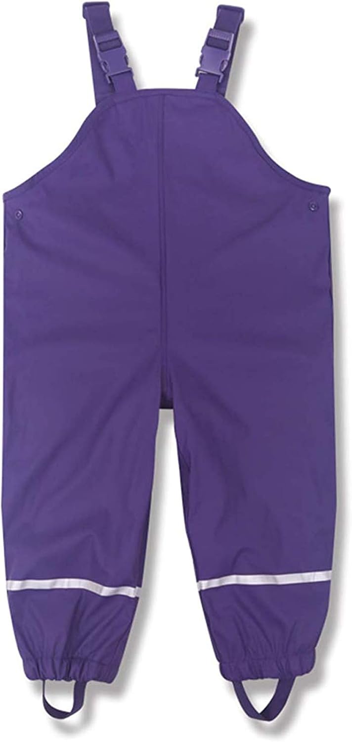 Kids Waterproof Suspender Rain Pants Reflective mudProof