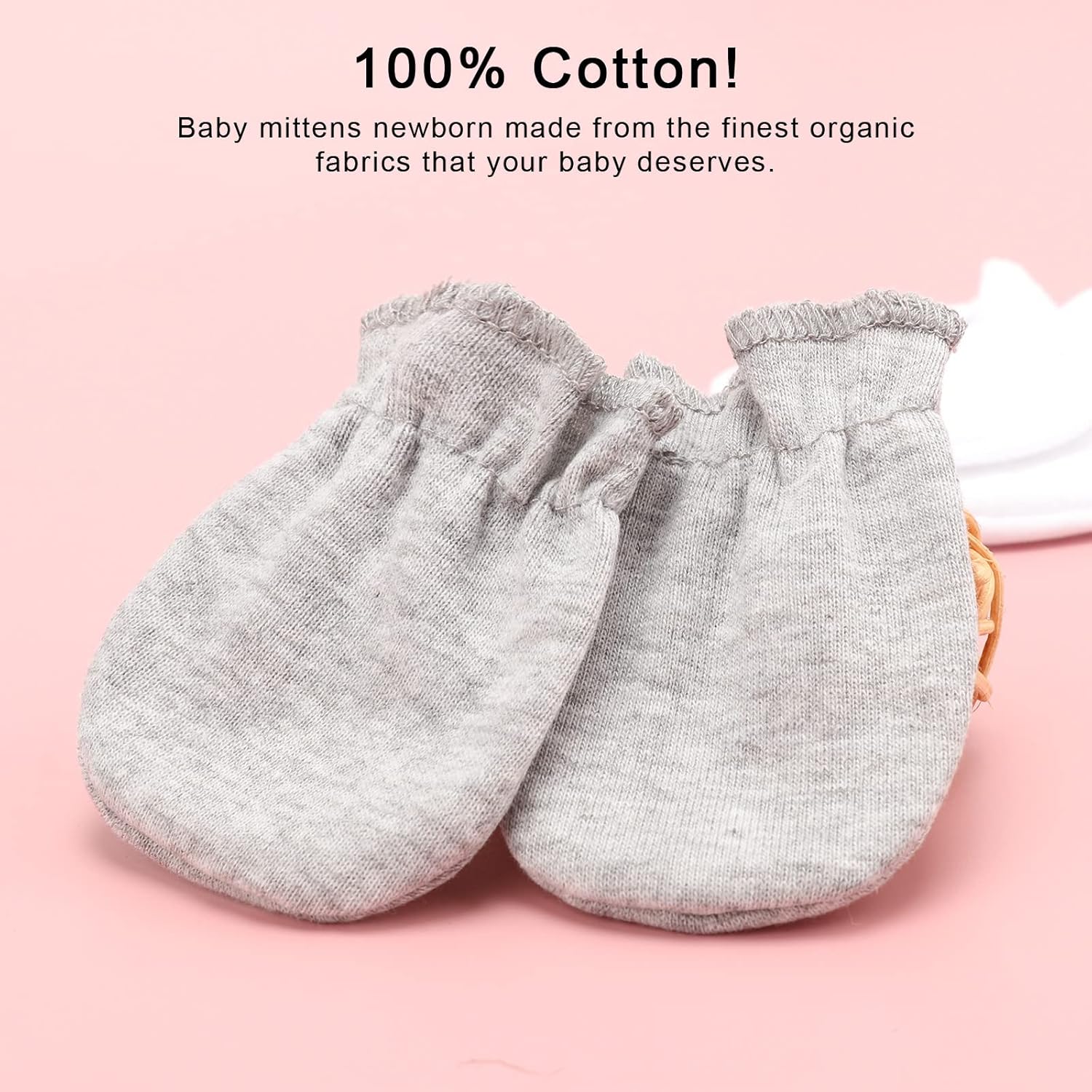 AQOKKA No Scratch Elastic Wrist Gloves for Newborns