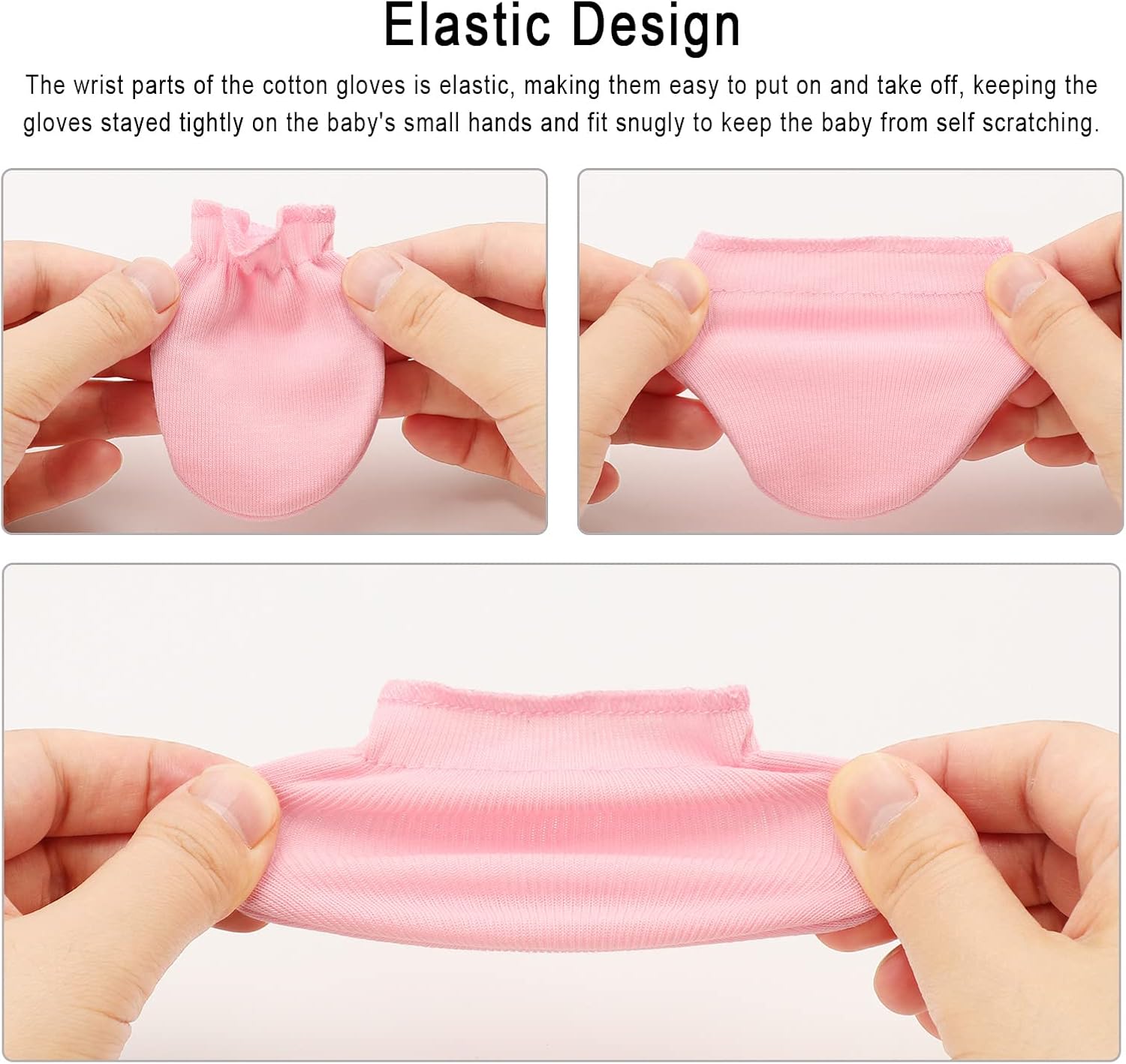 AQOKKA No Scratch Elastic Wrist Gloves for Newborns