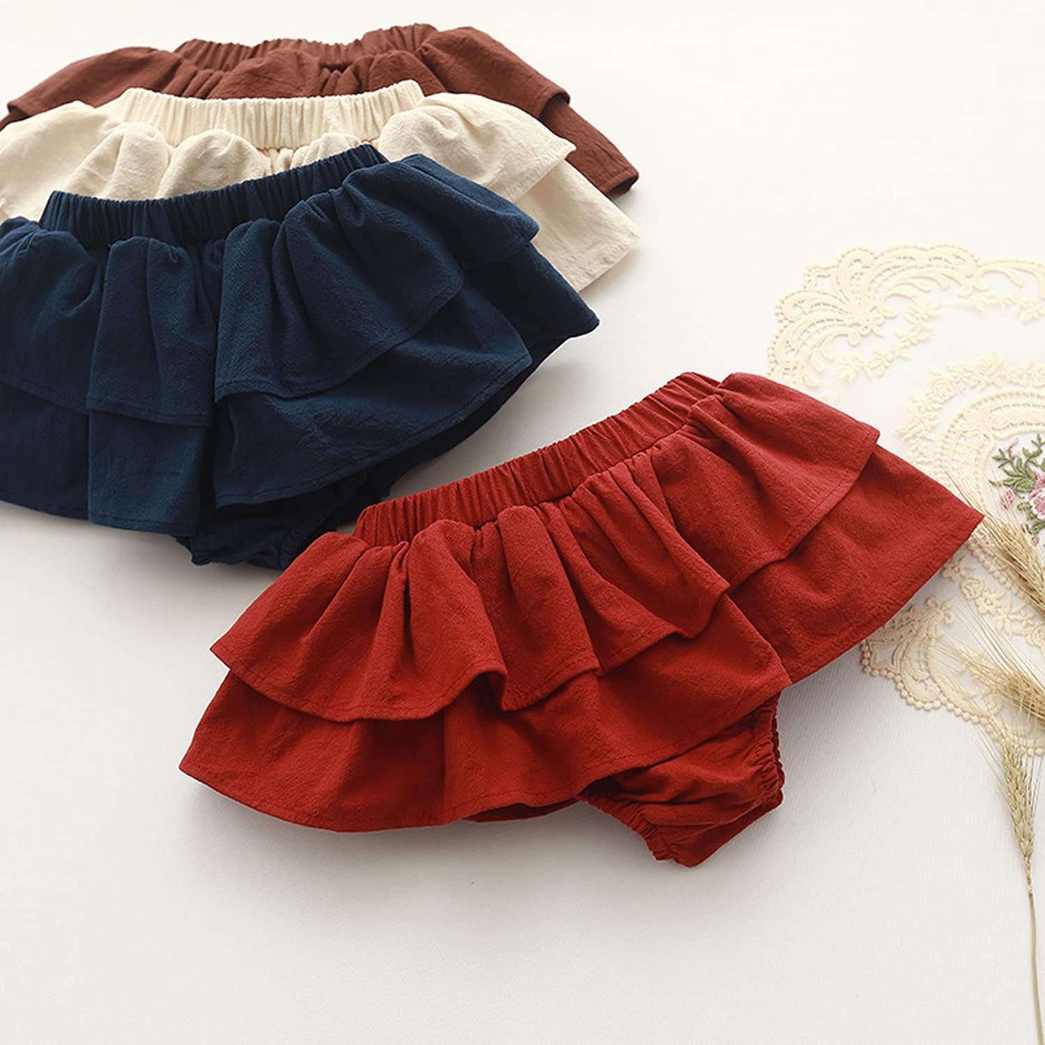 Cotton Stretchy Baby Gender-Neutral Ruffle Shorts Bloomers Basic
