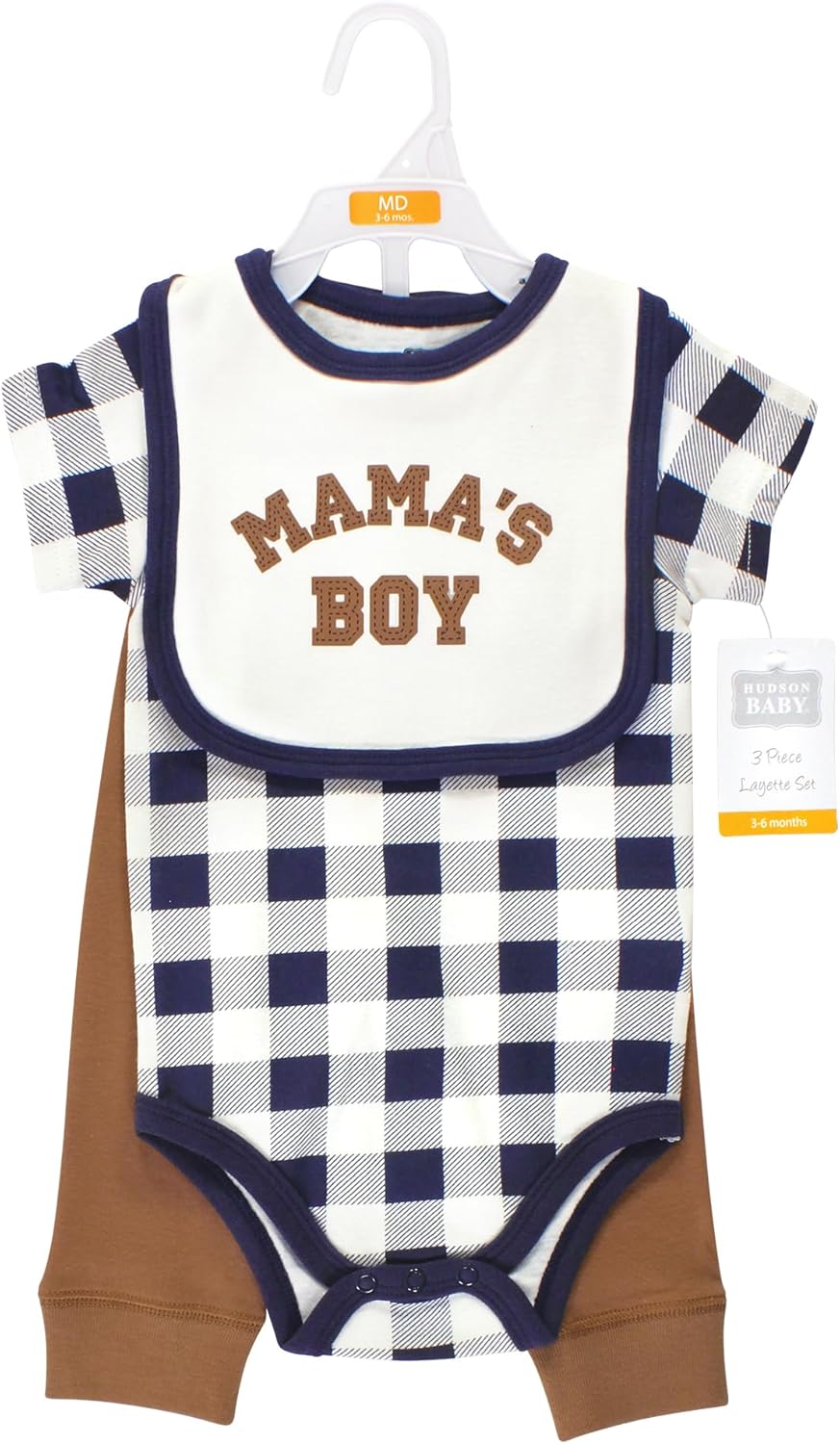 Unisex Cotton Bodysuit Pants Bib Set for Babies