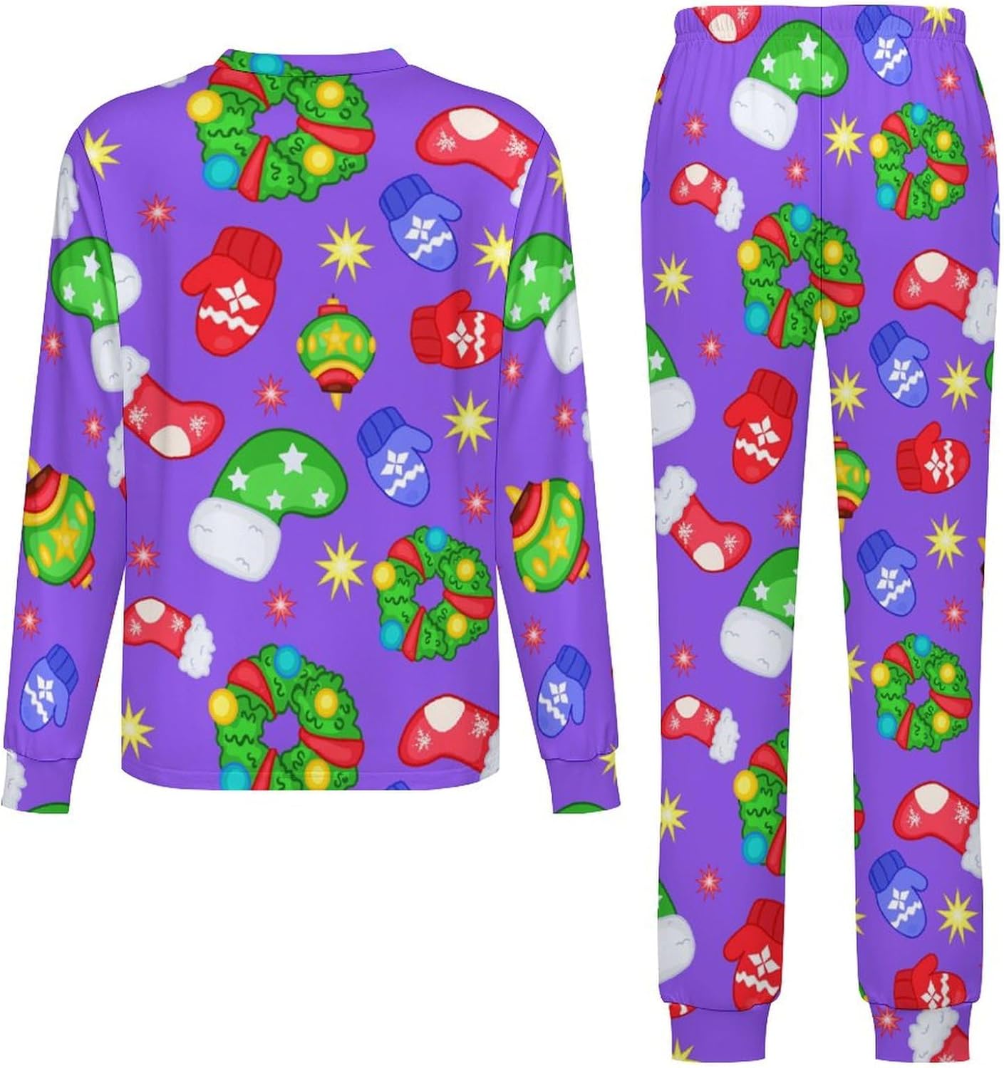 MEIKKO Thermal Underwear - Purple Christmas Snowman Script Alphabet Underwear for Kids