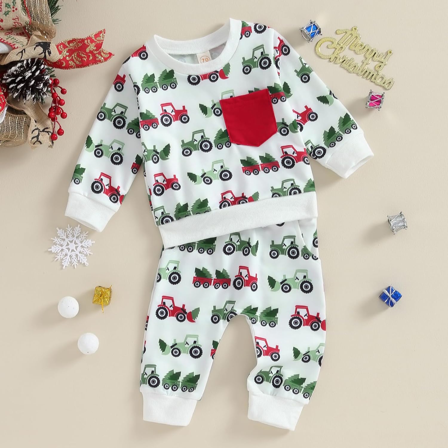 FIOMVA Chamoma Print First Christmas Outfit