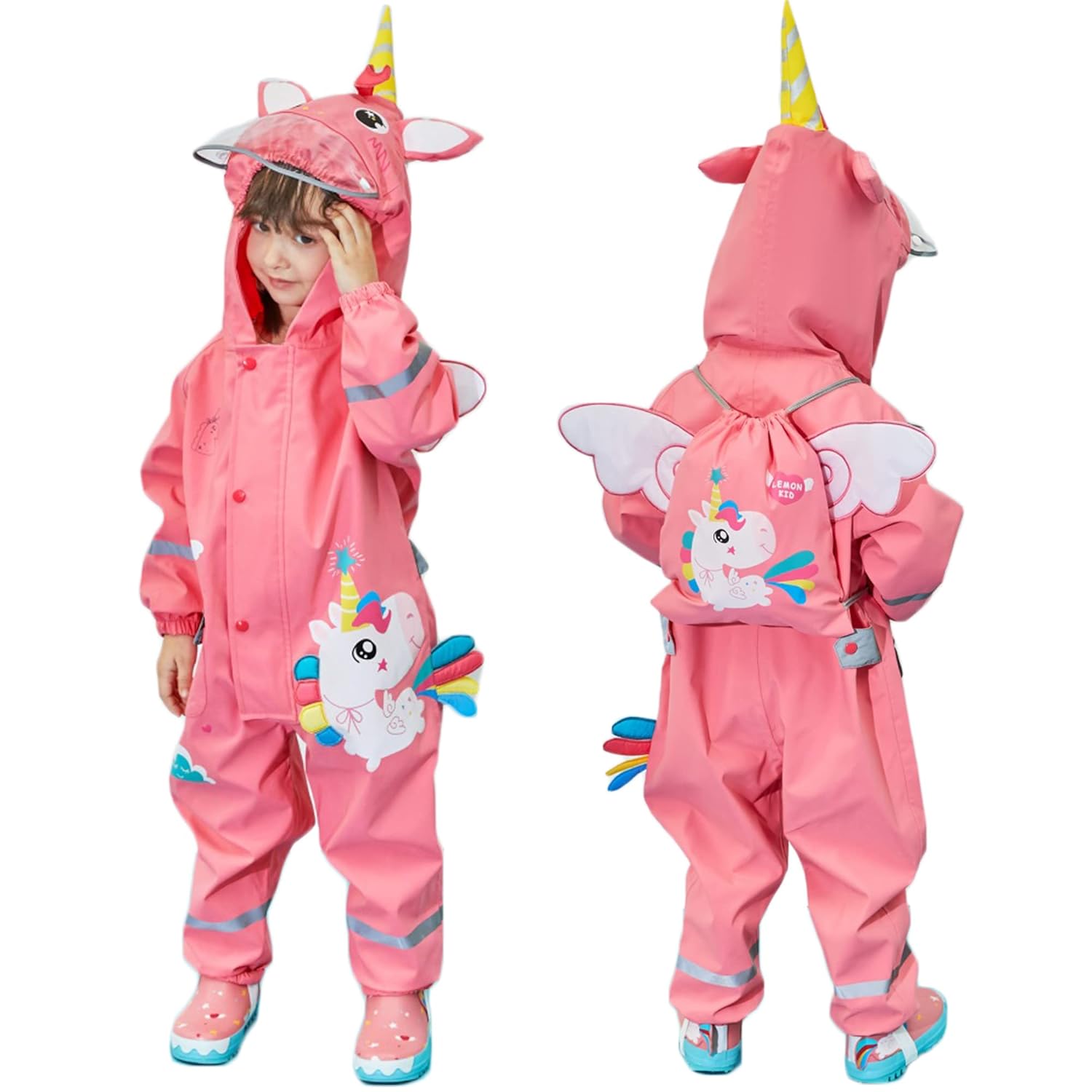 Fewlby Toddler Girls Lightweight Waterproof Rain Jacket