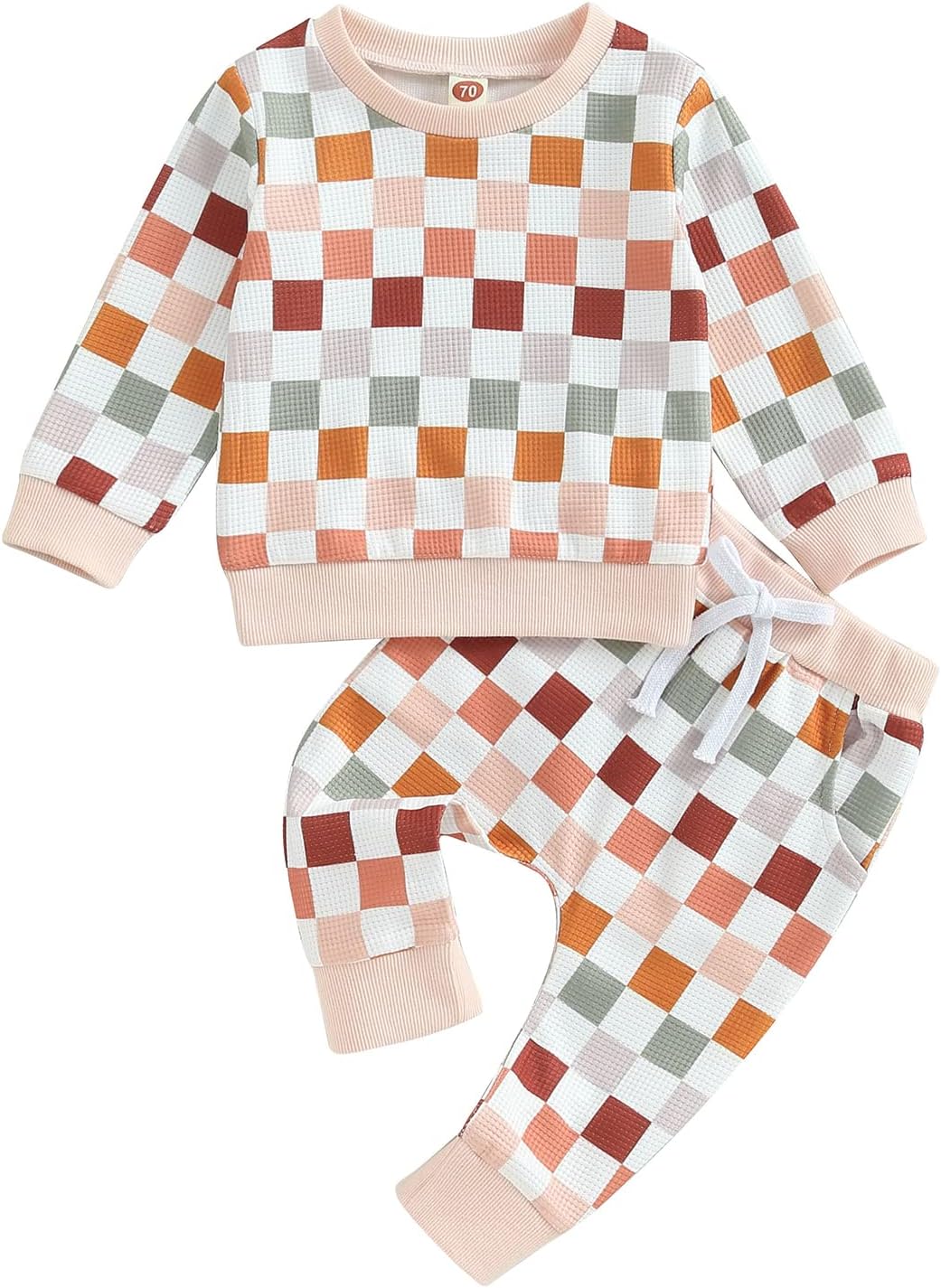 Checkered Toddler Fall Winter Outfit Set