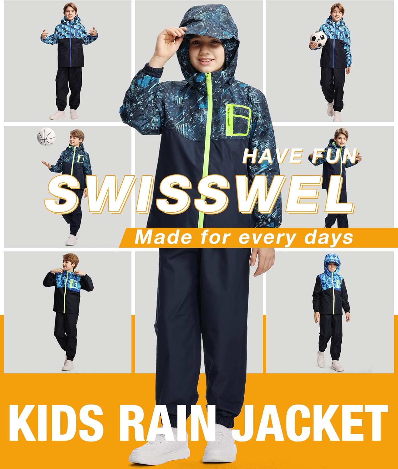 Adorable Kids Rain Coats and Pants Set