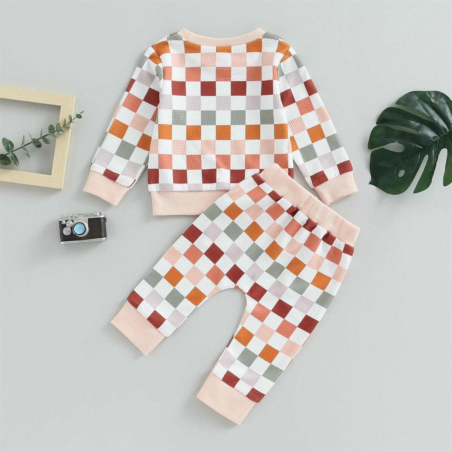 Checkered Toddler Fall Winter Outfit Set