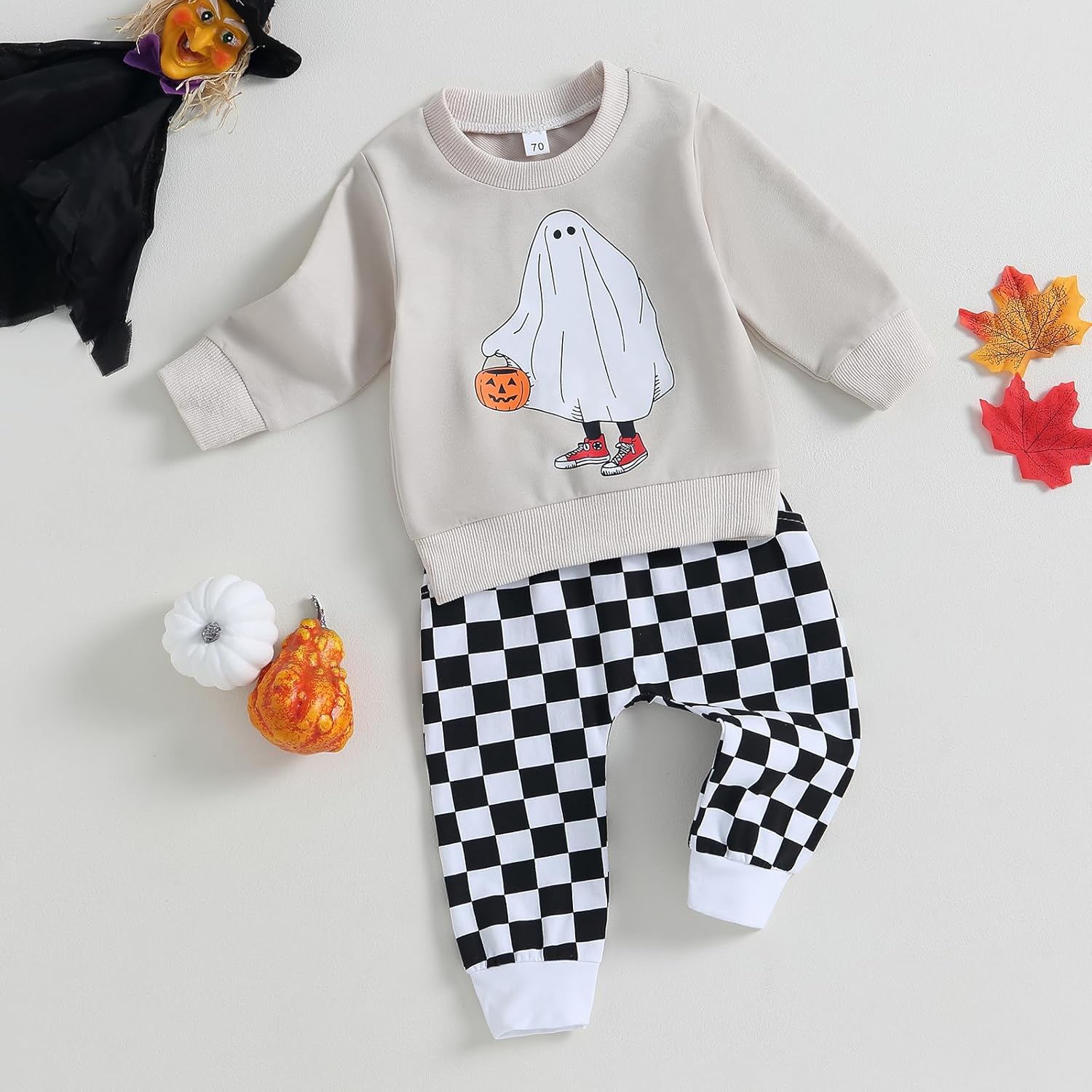 adorable Halloween Toddler Boy Set Free Spirit Pumpkins in Sweats Joggers