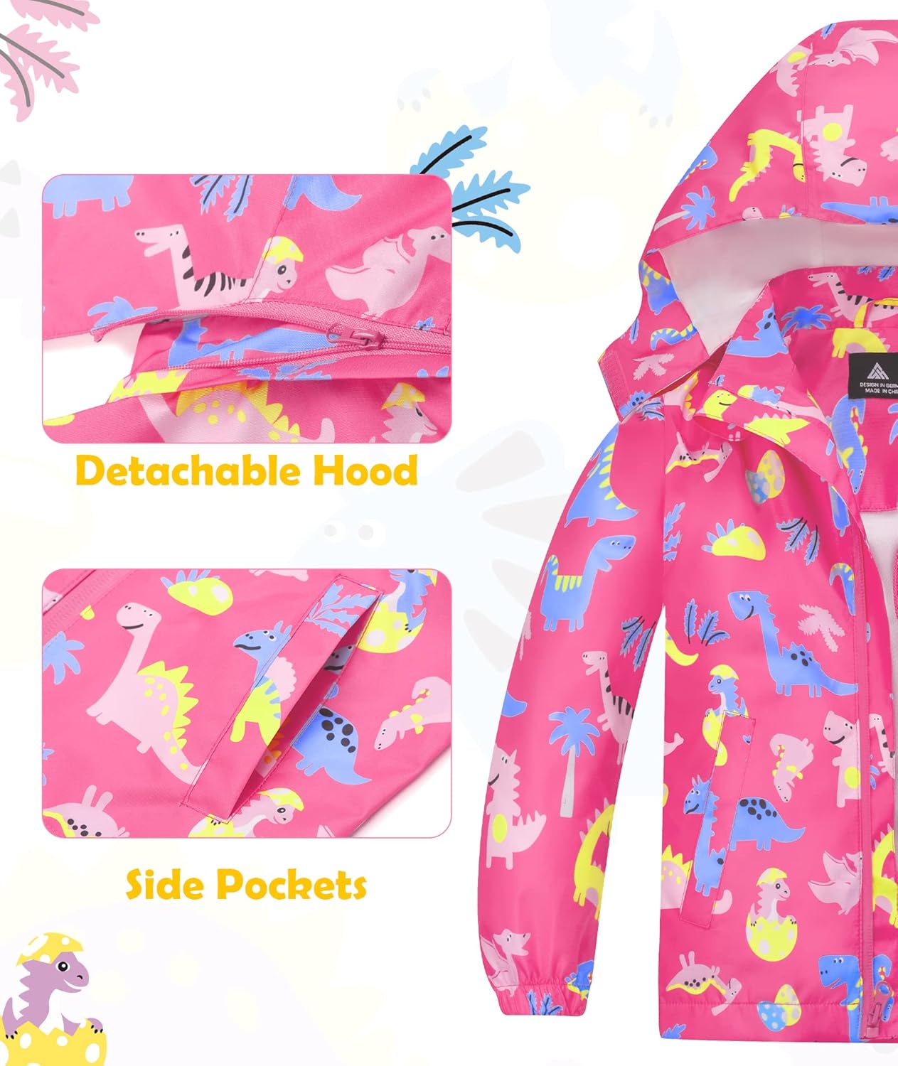 SWISSWELL Toddler Boys Girls Rain Jacket Waterproof