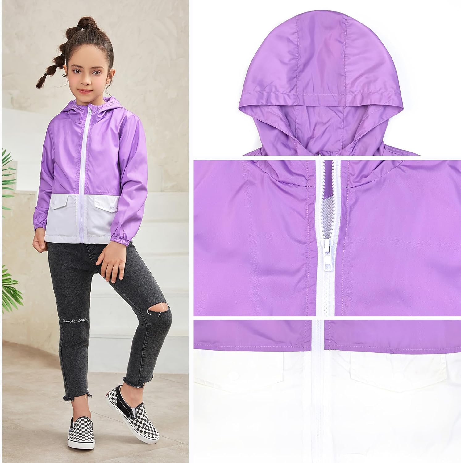 Girls Waterproof Rain Jacket