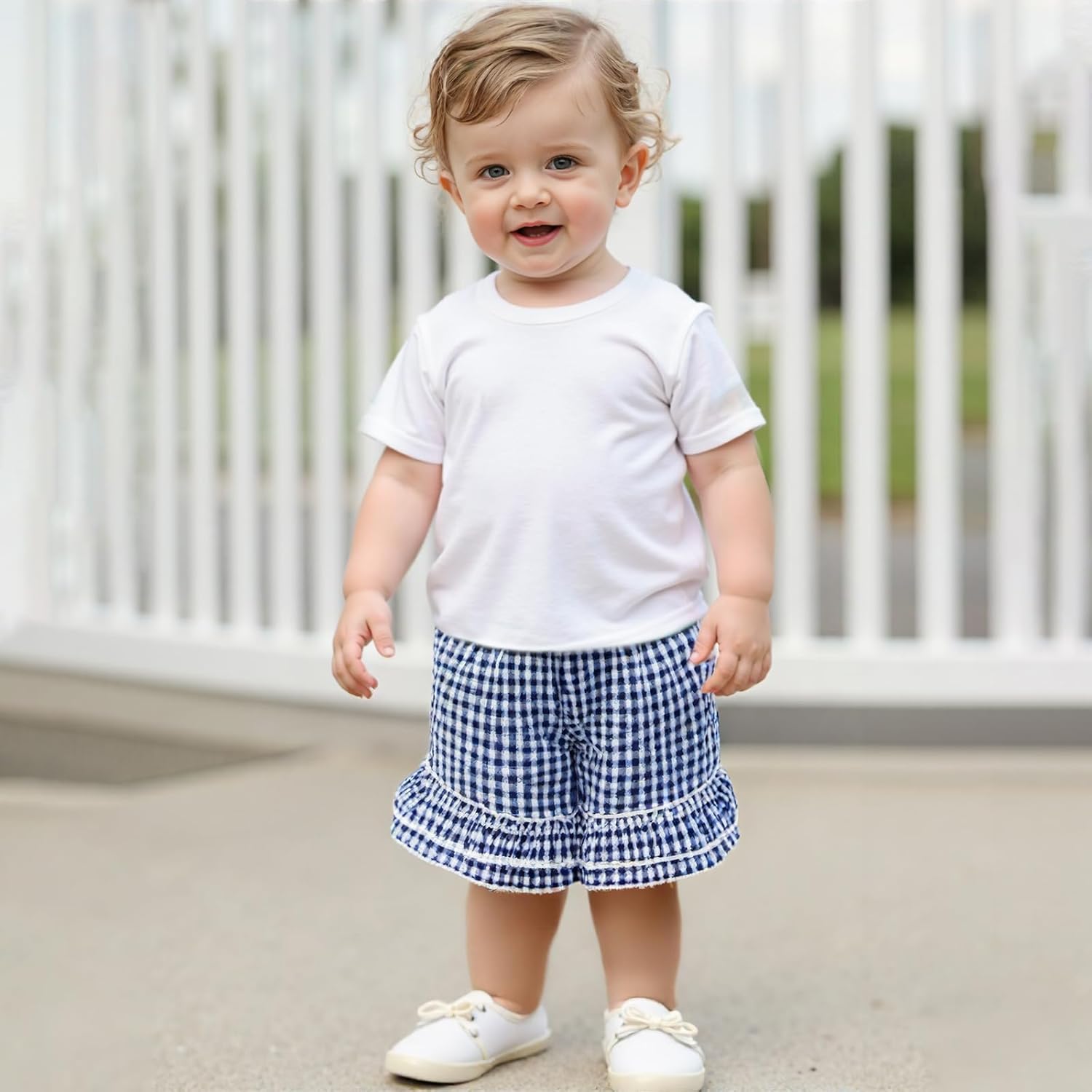 Perfect for Babies Plaid Ruffle Shorts for Toddlers