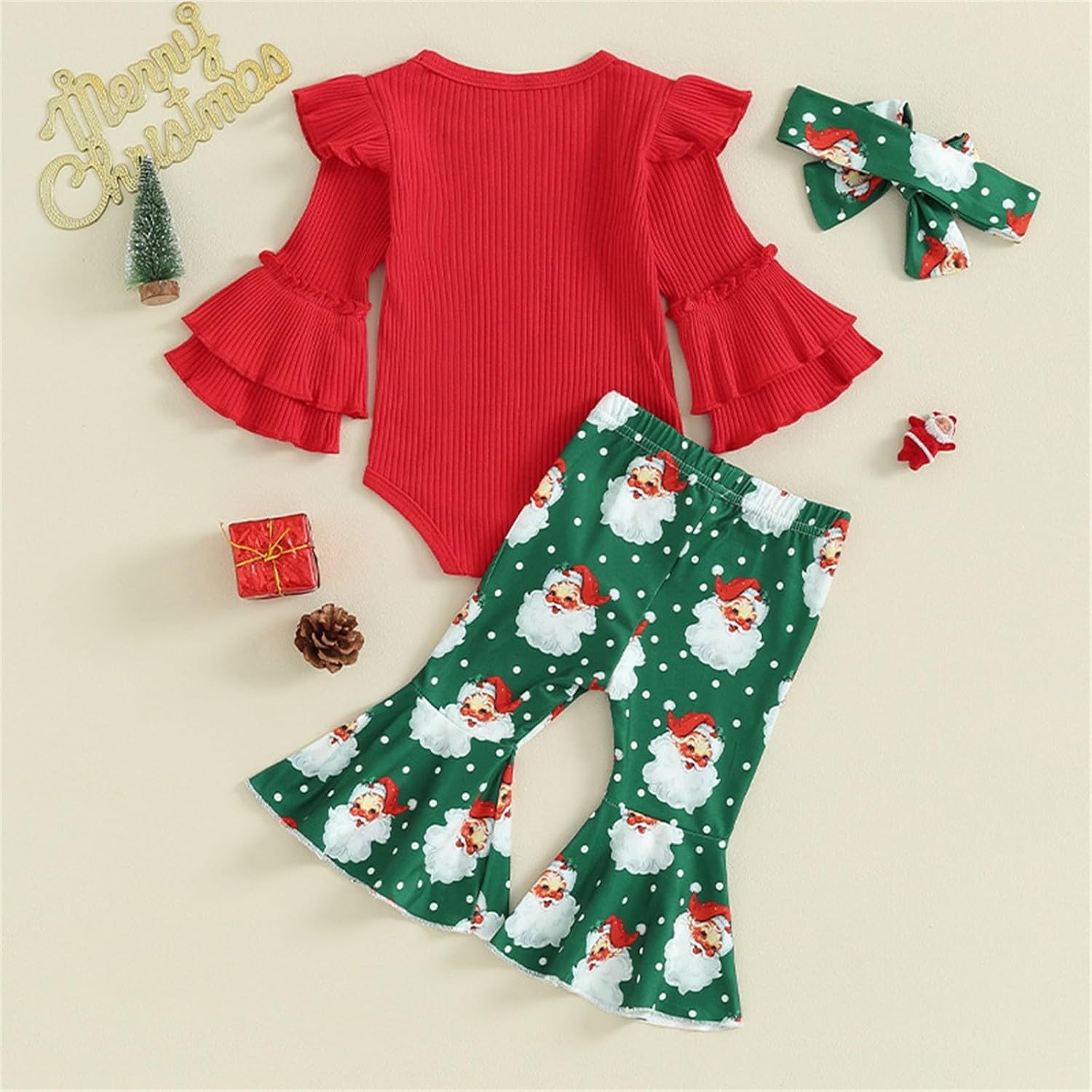 Ruffle Romper Plus Set for Toddler Girls Christmas Accessories