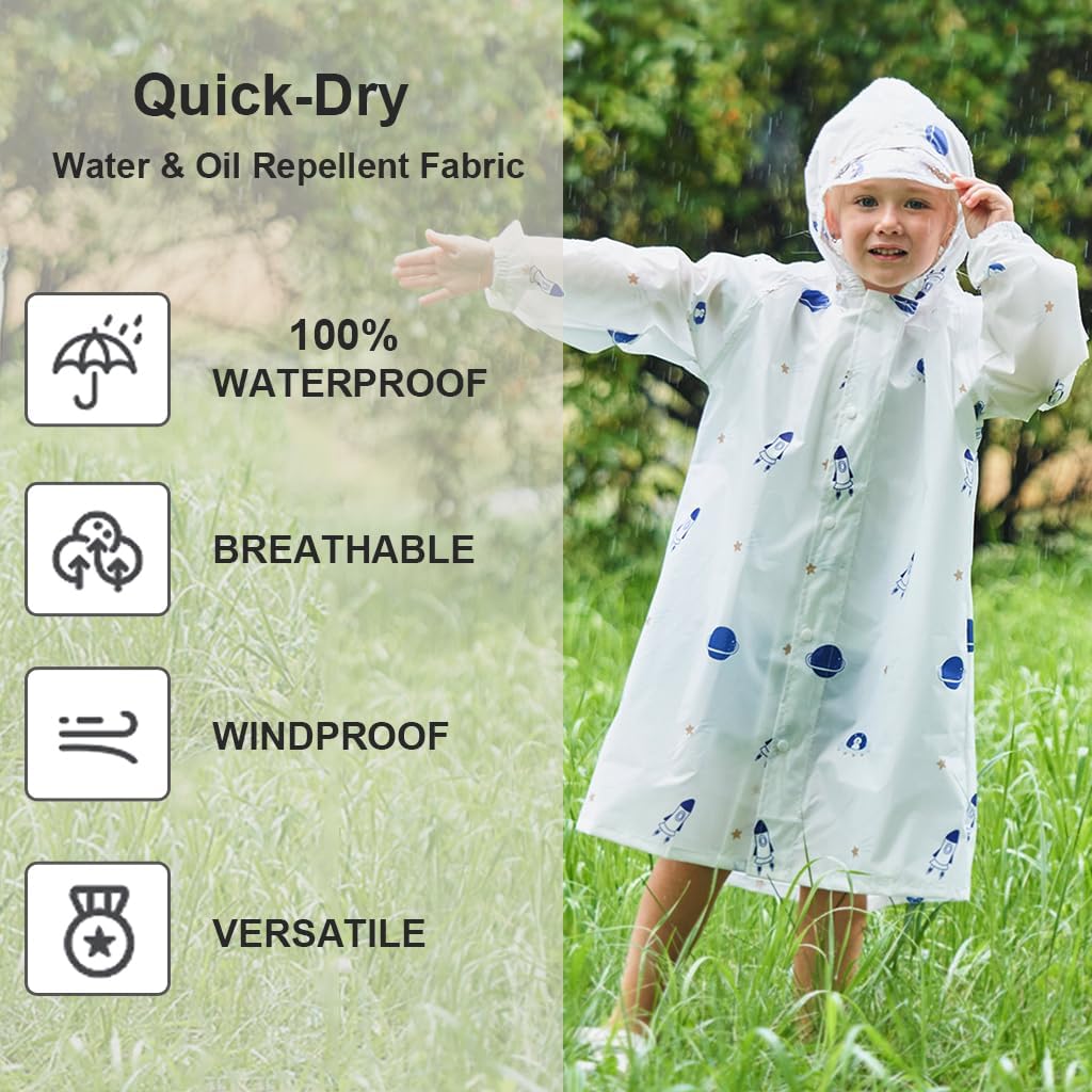 Toddler Kids Raincoat Boys Girls Rain Jacket Lightweight Rainwear