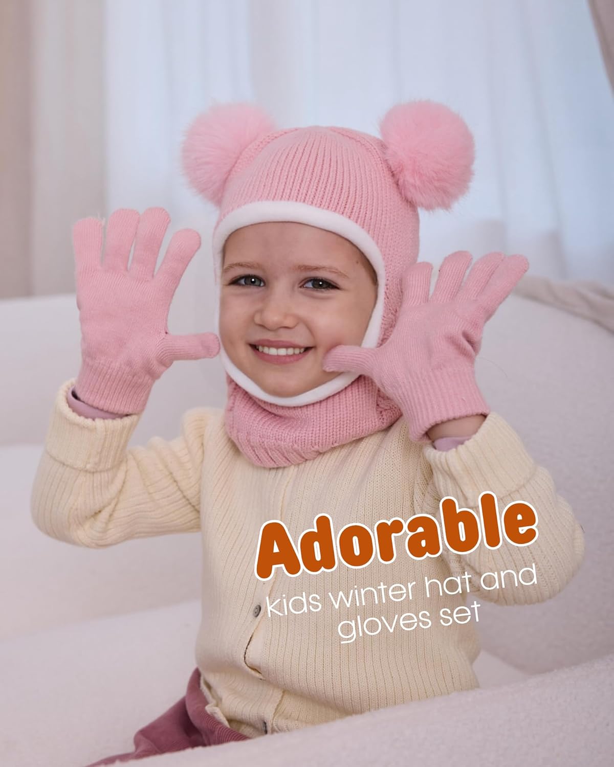 Warm Stretchy Winter Gloves Set for Kids