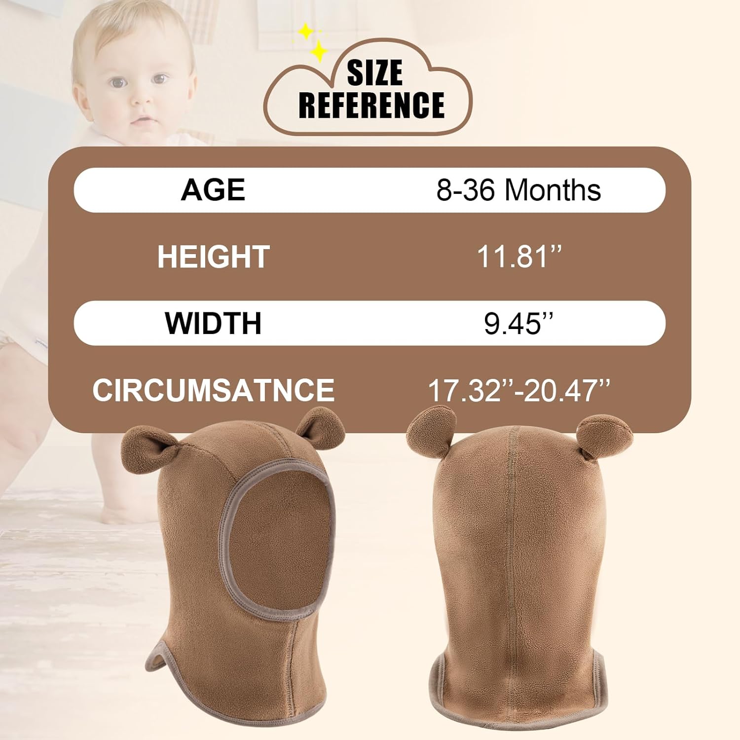 Winter Toddler Hat with Bear Design