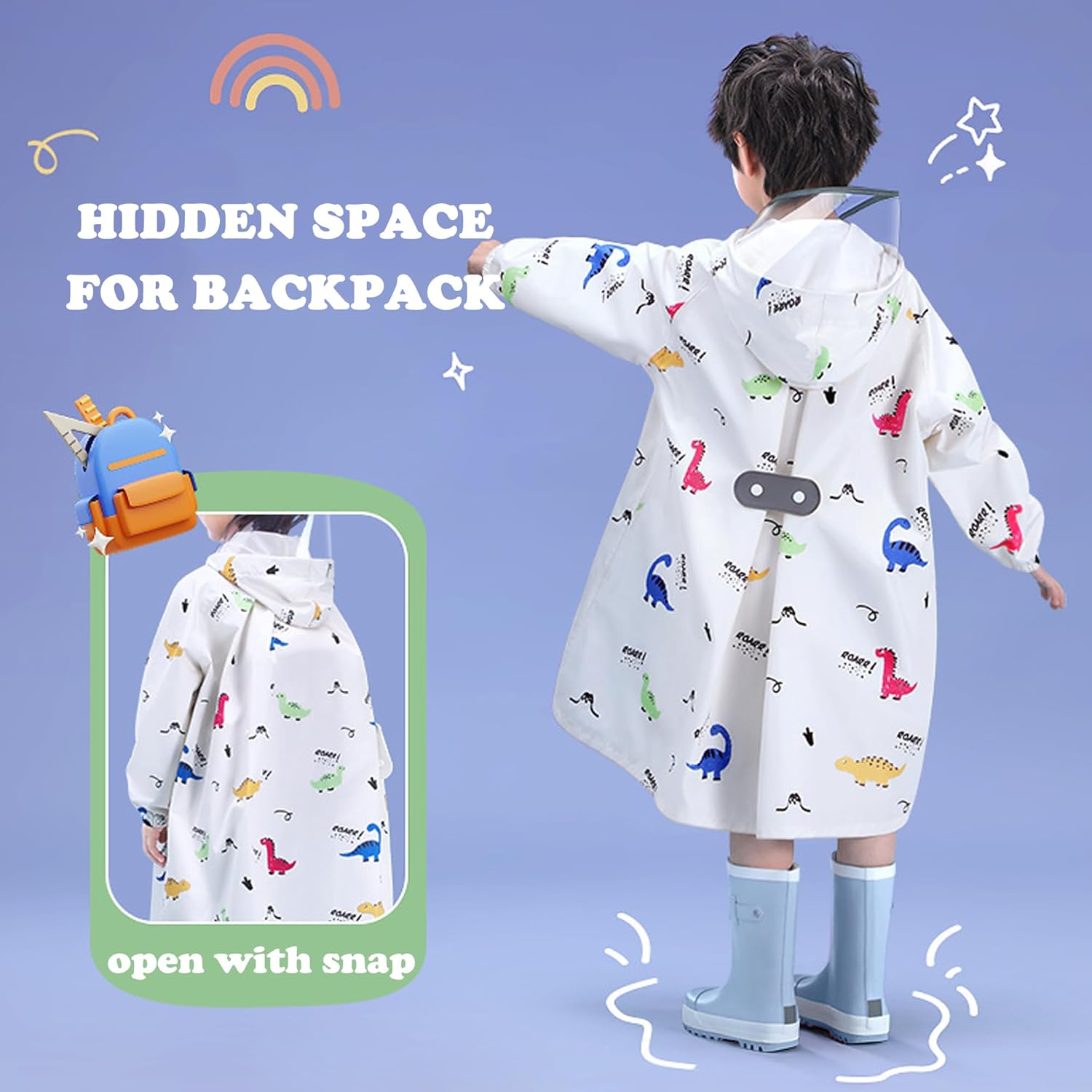 Fewlby Toddler raincoats waterproof rain jacket for kids
