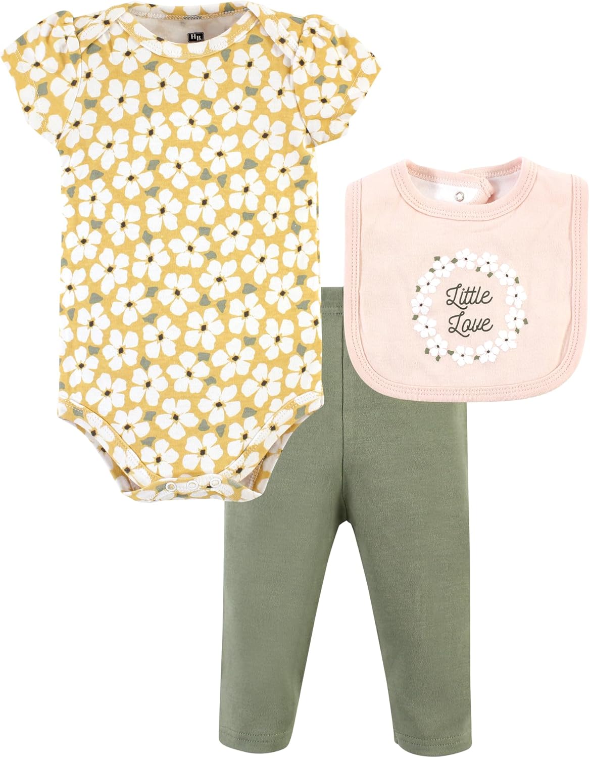 Hudson Baby Unisex Cotton Bodysuit Pant and Bib Glimpse