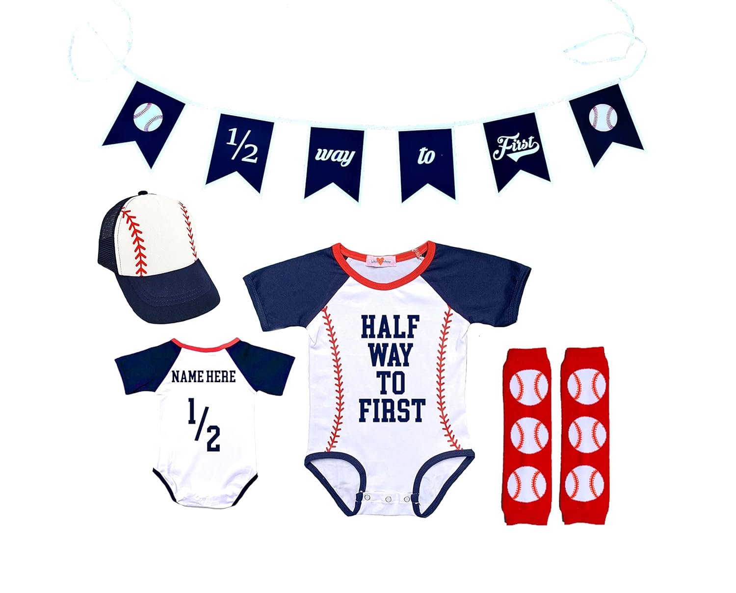 Personalized 12 Way to First Birthday BoyGirl Halfway Outfit Set