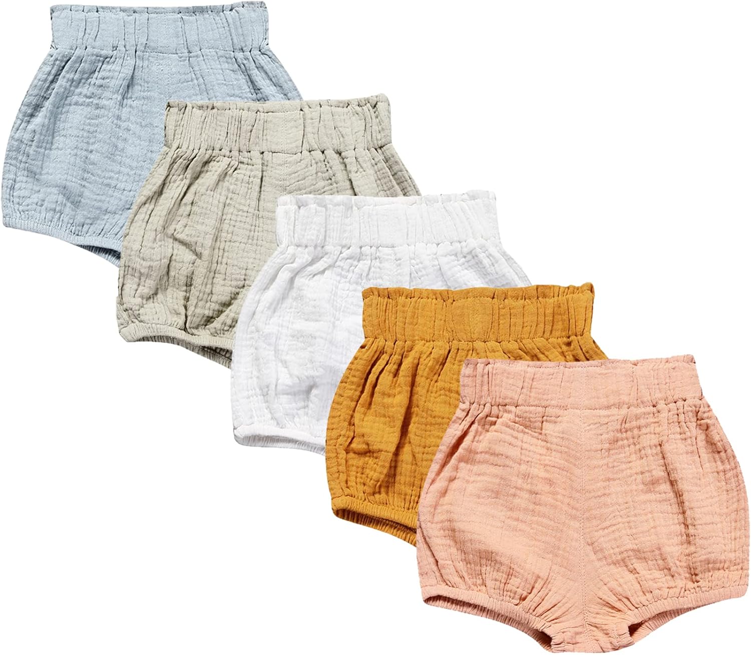 5-Piece EISHOW Baby Cotton Linen Blend Stripe Harem Shorts