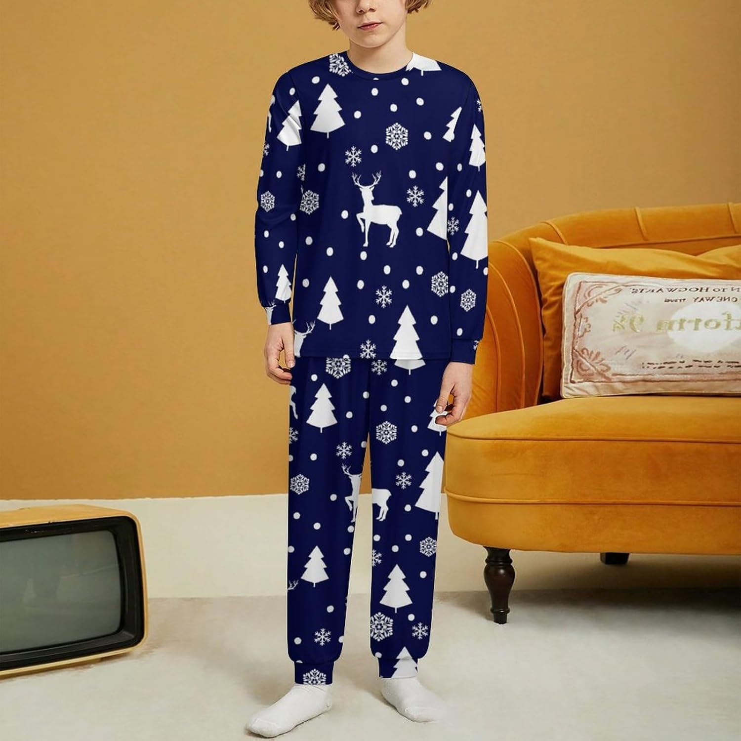 MEIKKO Candy Cane Thermal Underwear Set for Kids