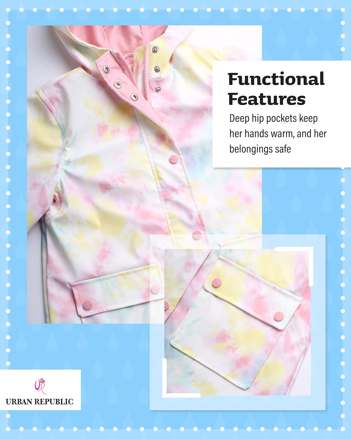 Stylish Water-Resistant Rain Jacket for Girls