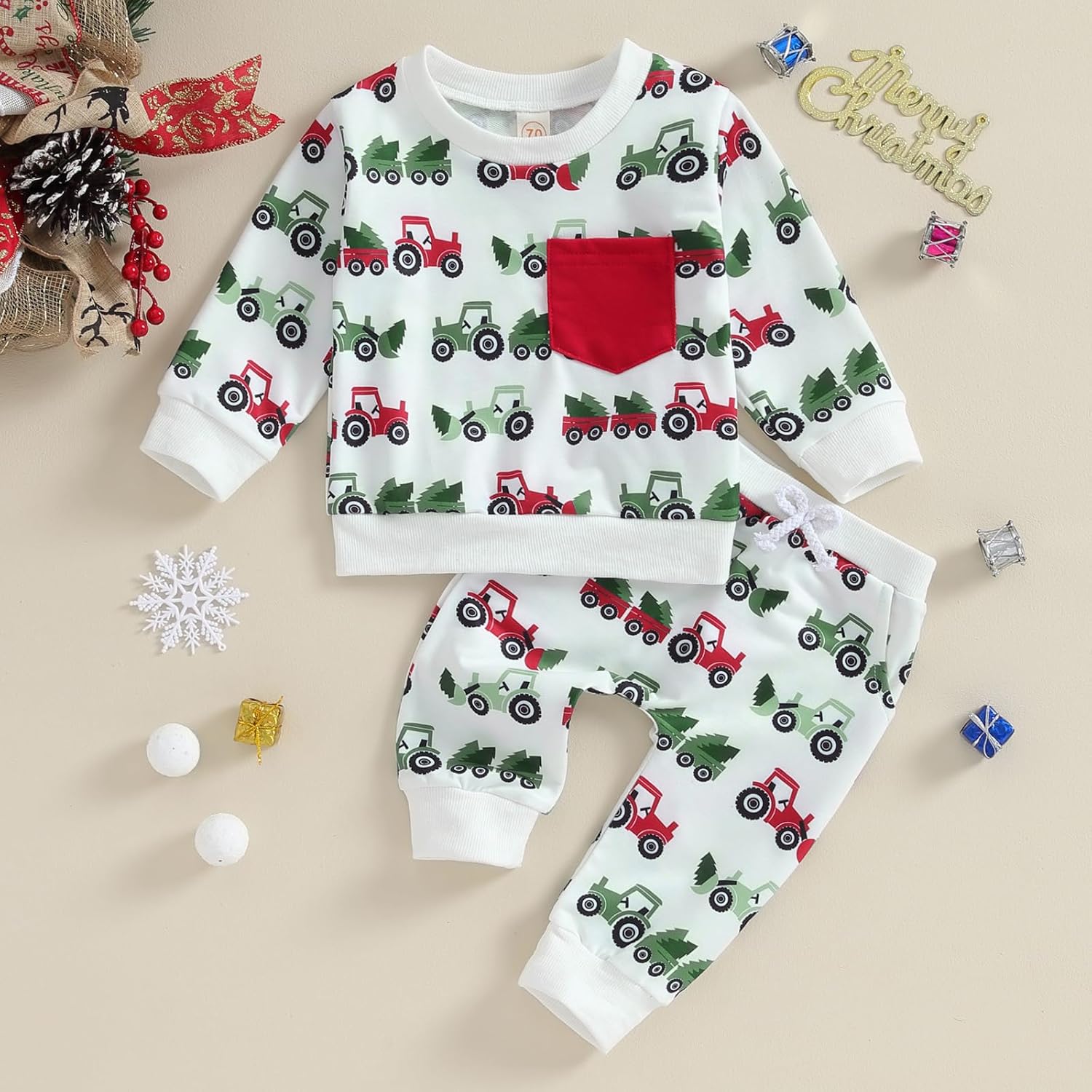 FIOMVA Chamoma Print First Christmas Outfit