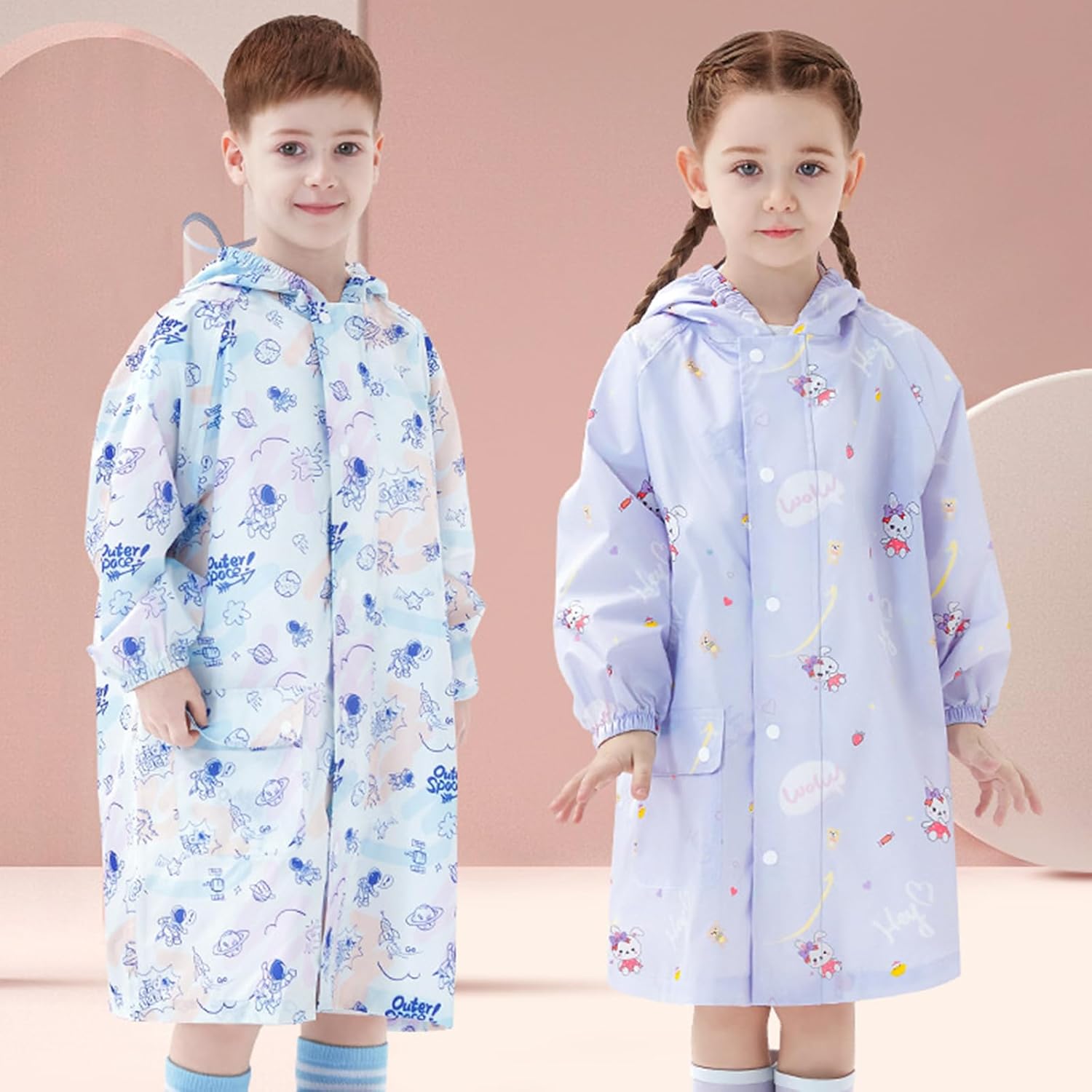 Fouyada Girls Lightweight Rain Coats Waterproof Warm