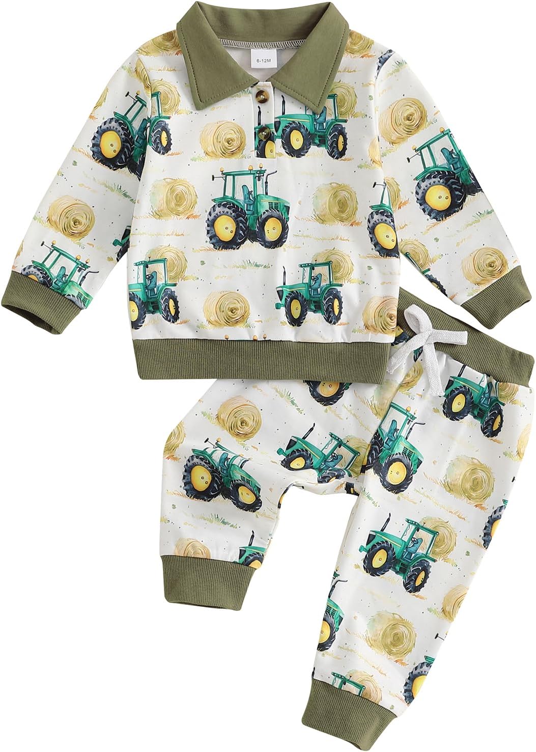 Toddlers Boys Tractor Print Pants Set