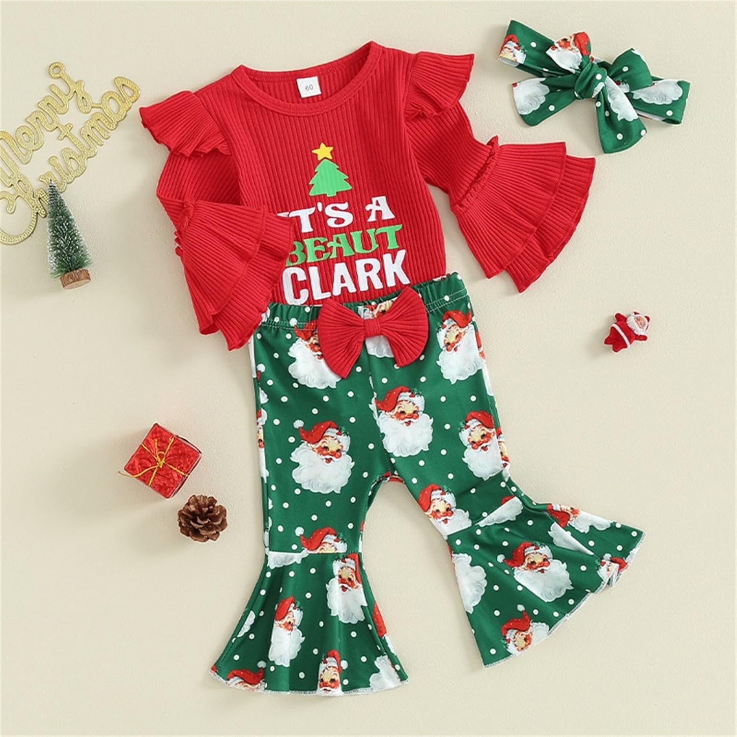 Ruffle Romper Plus Set for Toddler Girls Christmas Accessories