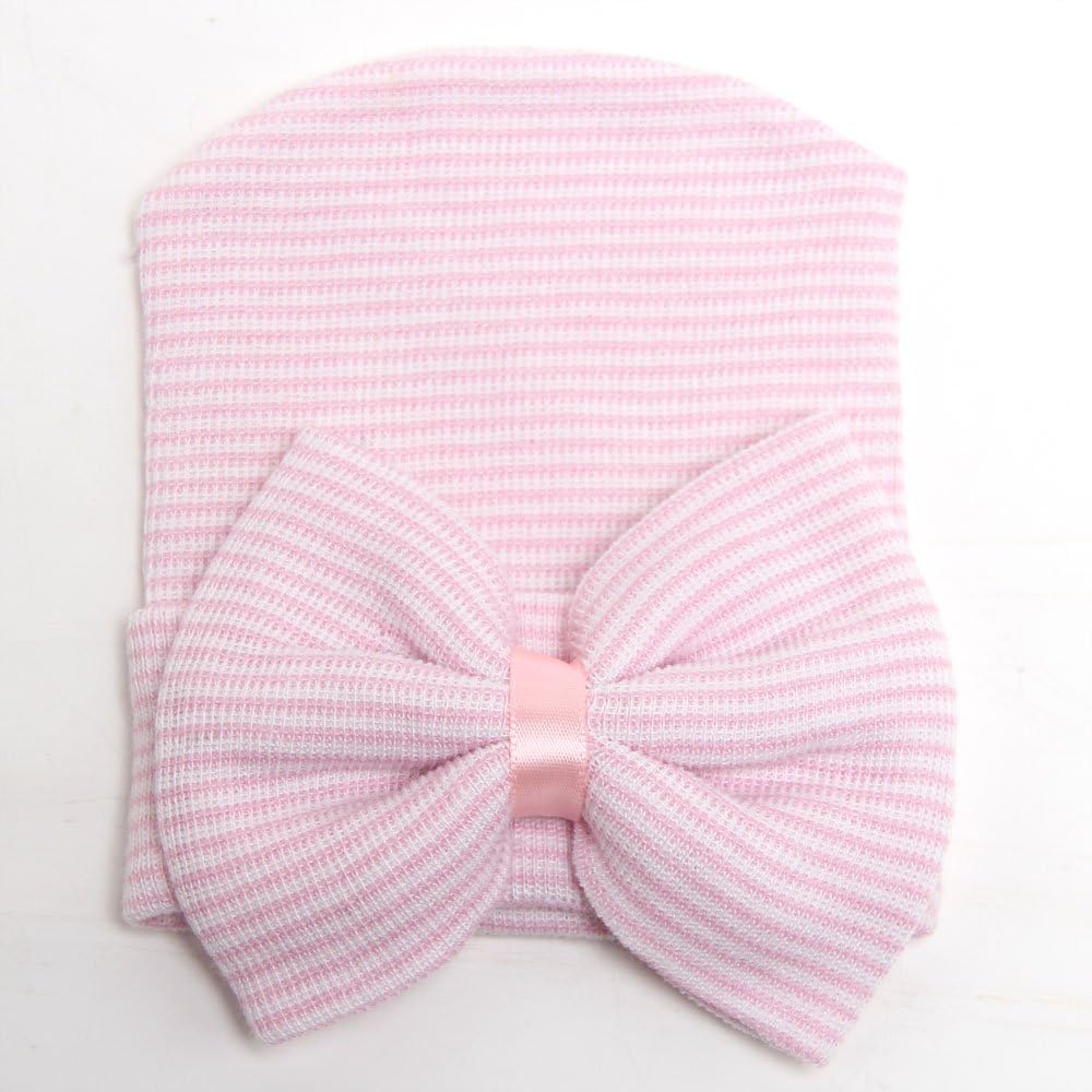 DRESHOW BQUBO 4-Pack Newborn Baby Beanie with Big Bow