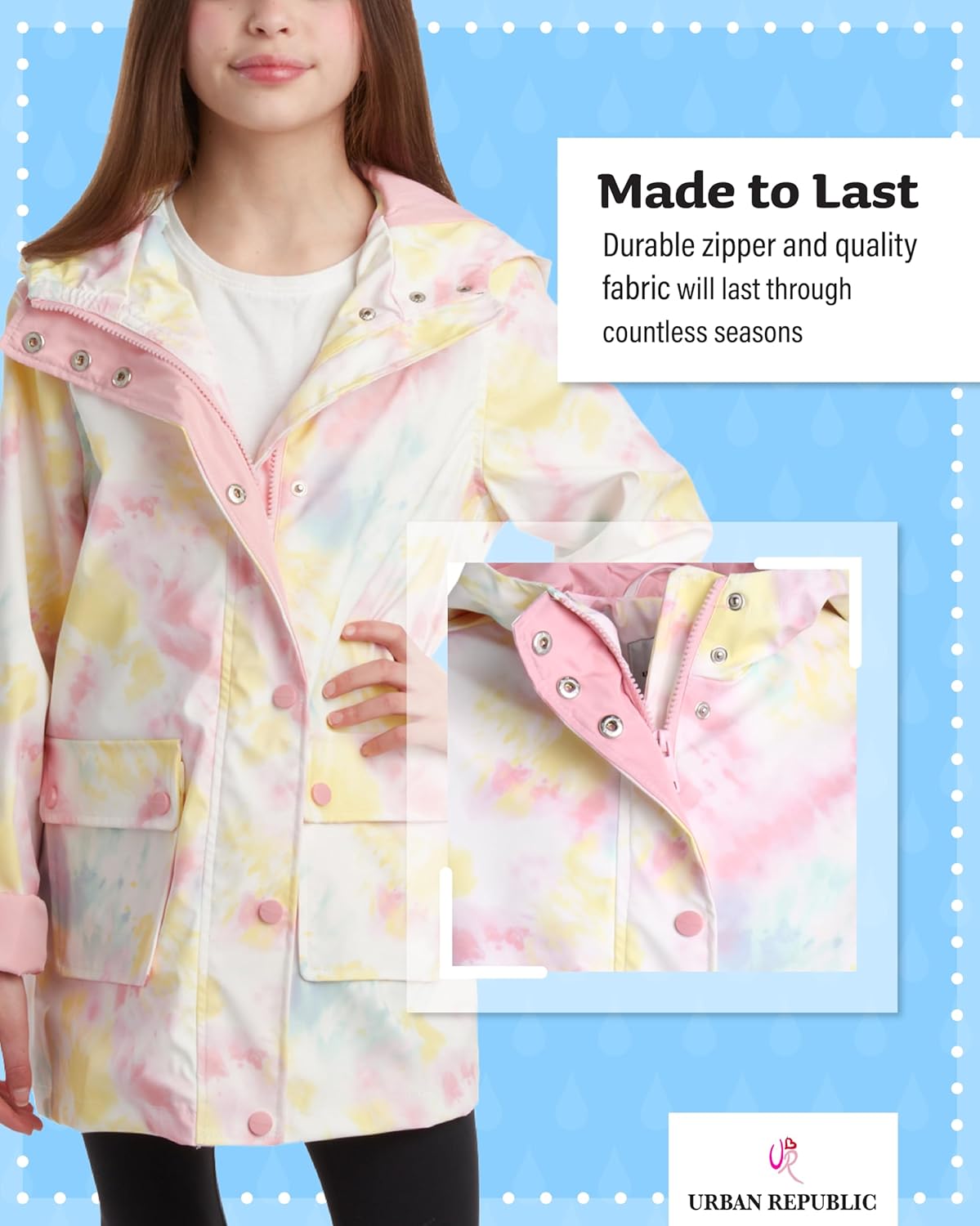 Stylish Water-Resistant Rain Jacket for Girls