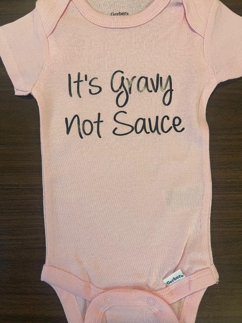 Handmade Funny Baby Onesie - Gravy Not Sauce