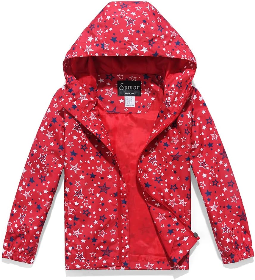Spmor Boys Girls Lightweight Waterproof Rain Jackets