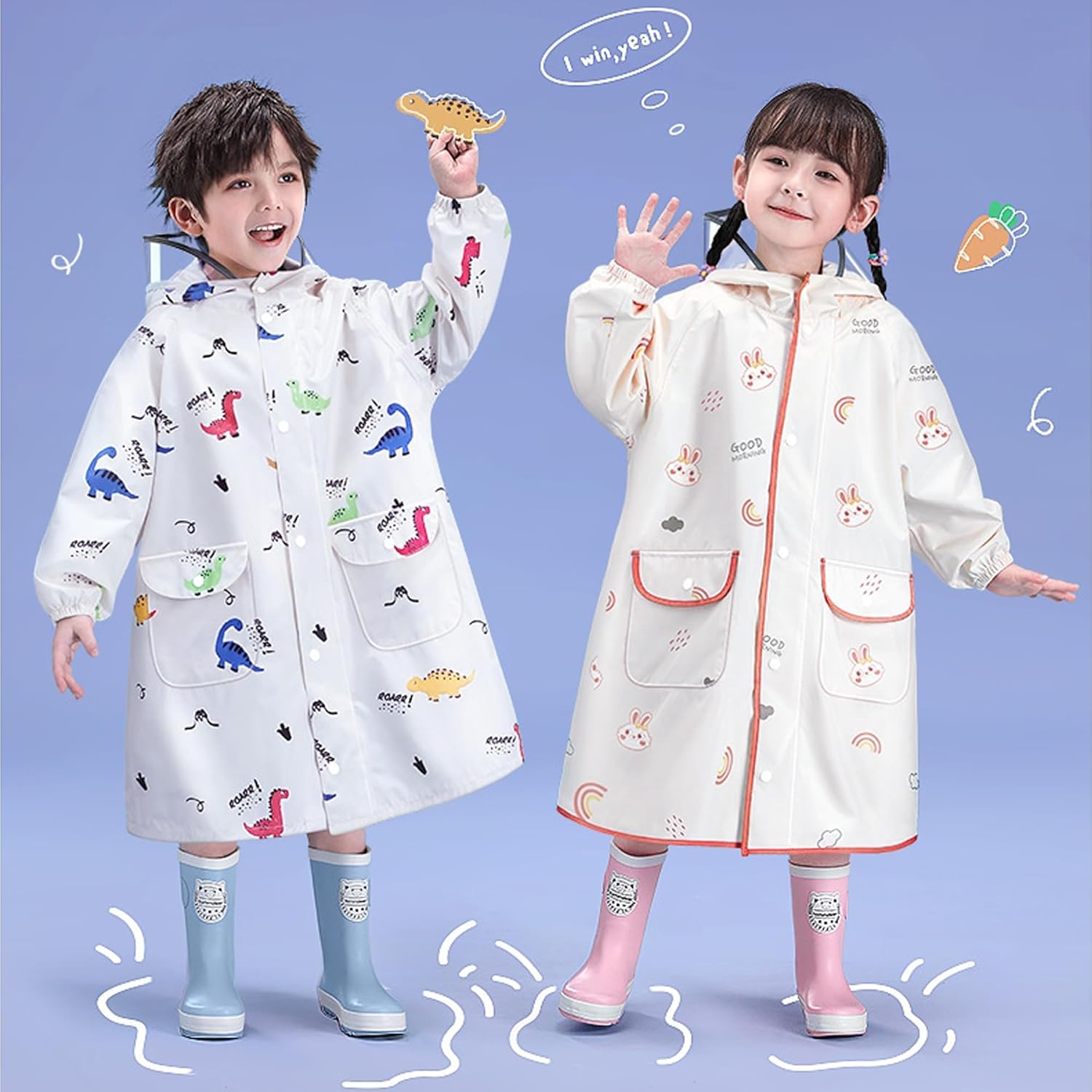 Fewlby Toddler raincoats waterproof rain jacket for kids