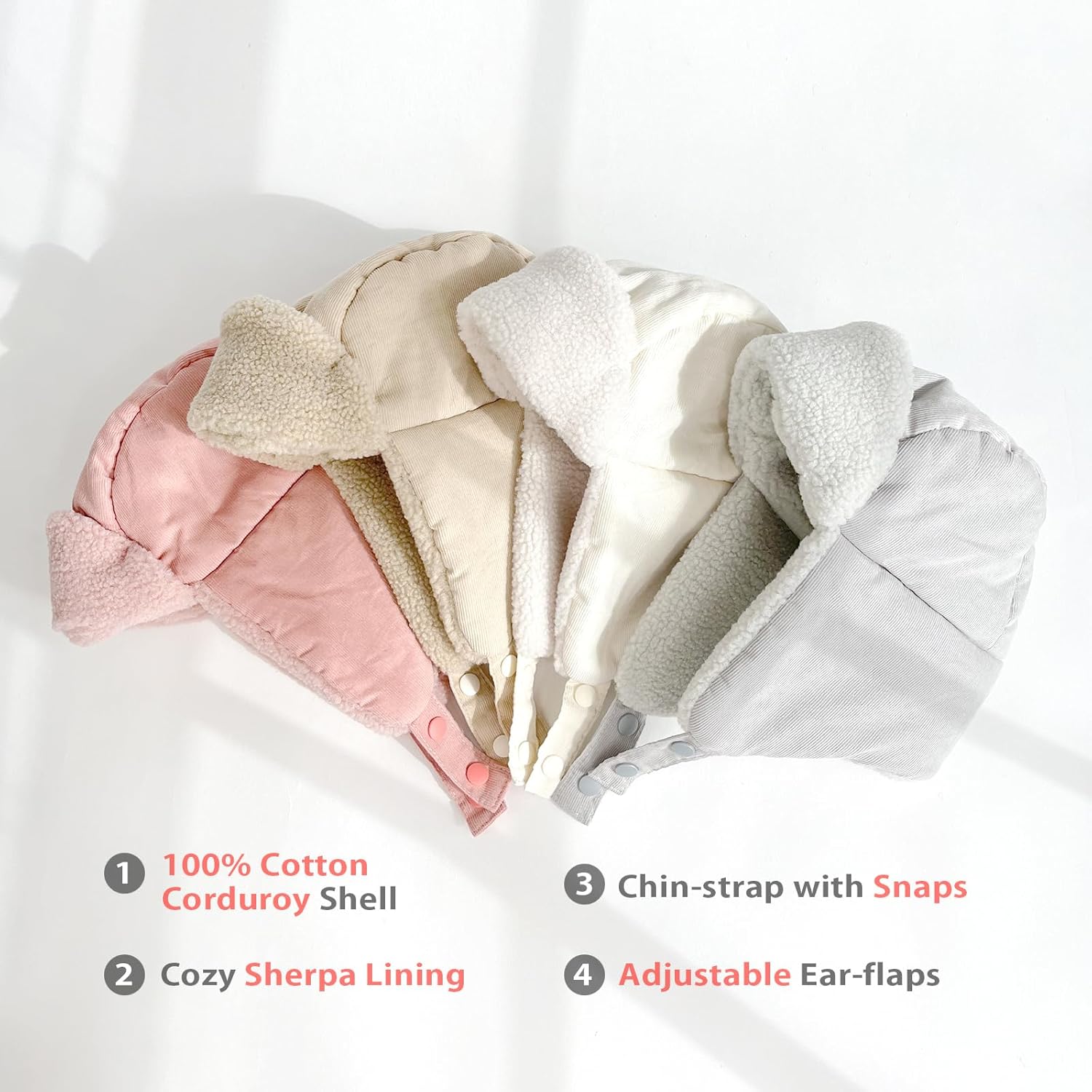 babies winter trapper hat set soft sherpa lining adjustable