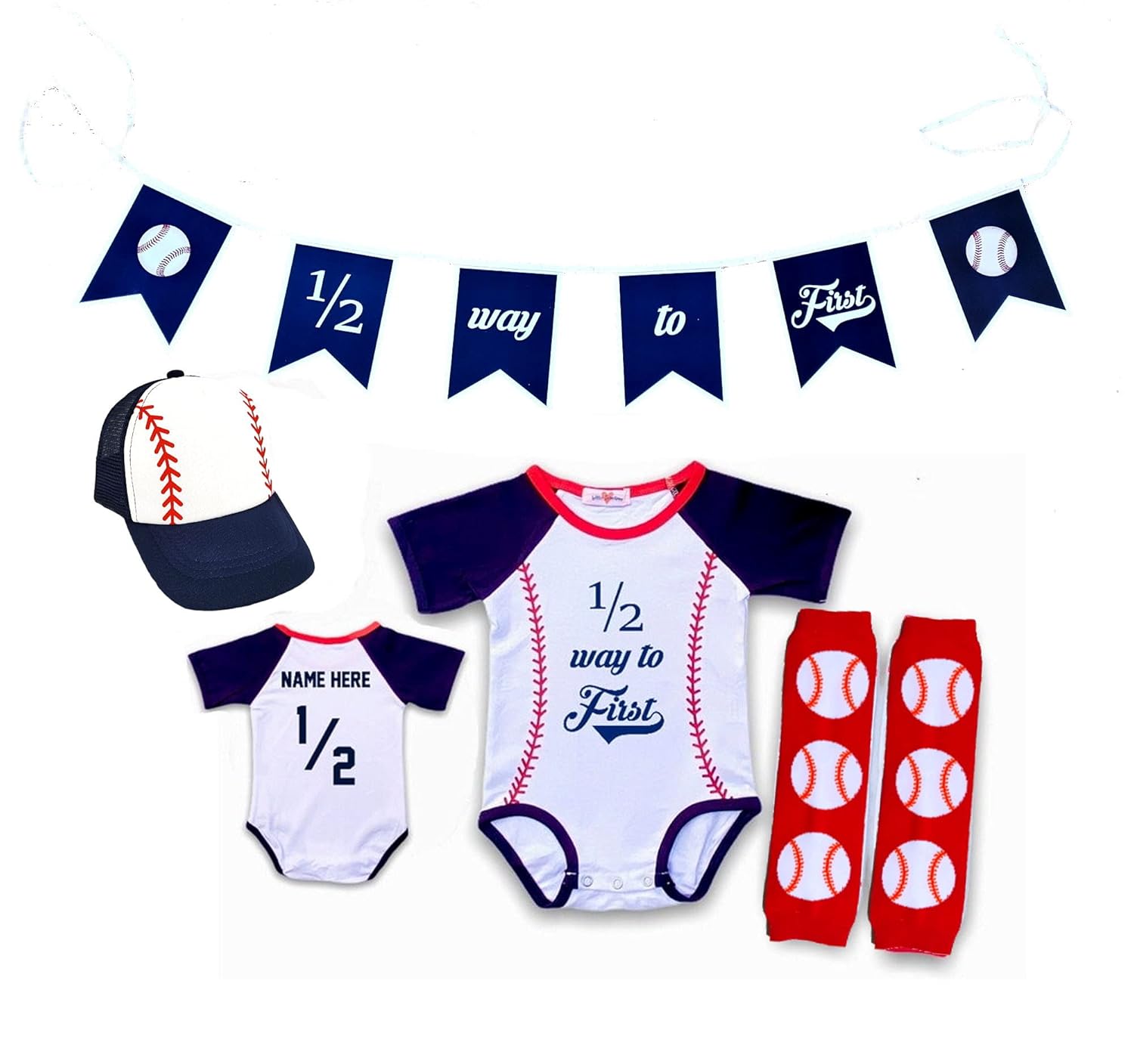 Handmade 6-Month Baseball Halfway Outfit